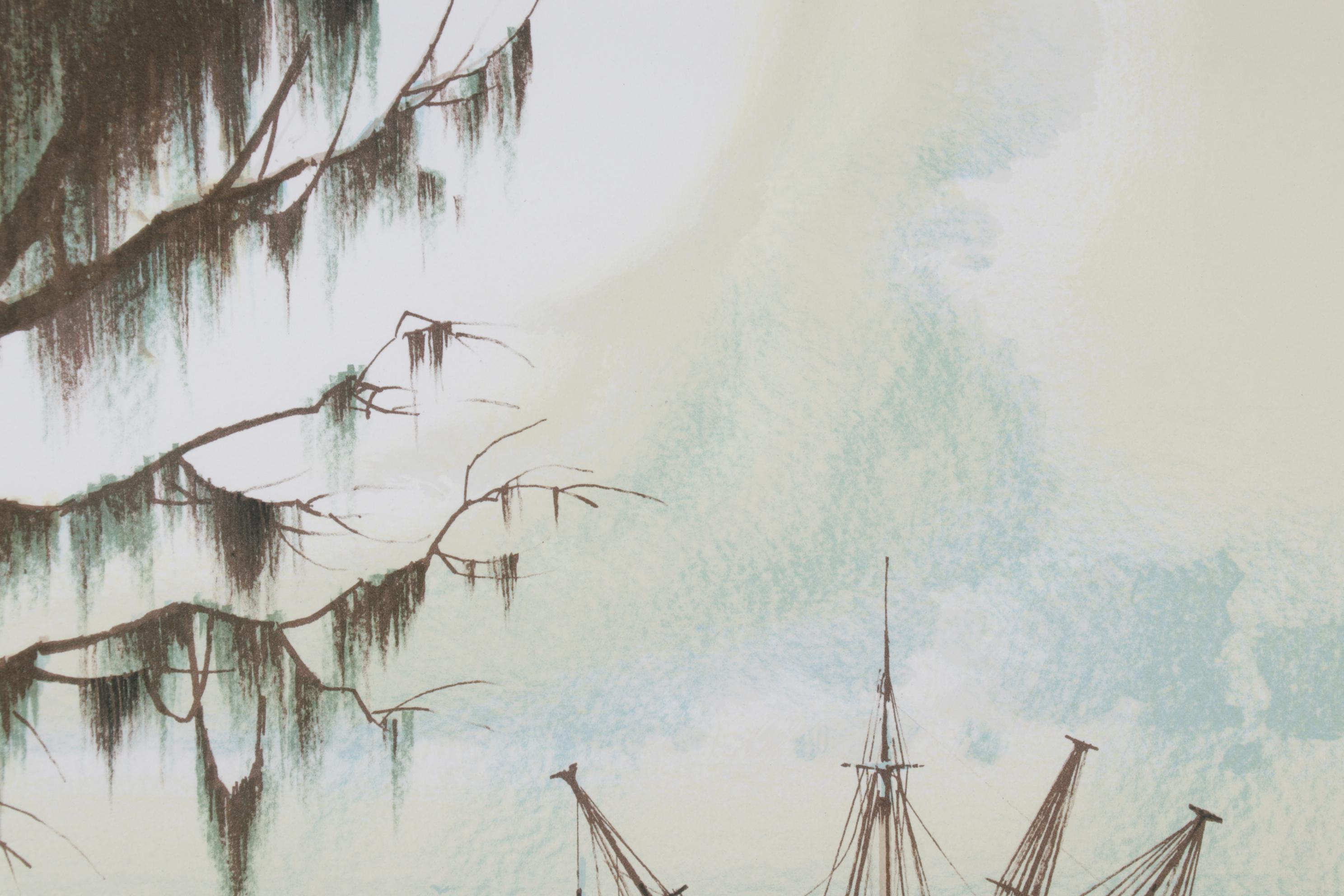 Tom Nicholas Color Lithograph "Along the Gulf Coast" and "Winter Beach," 1977