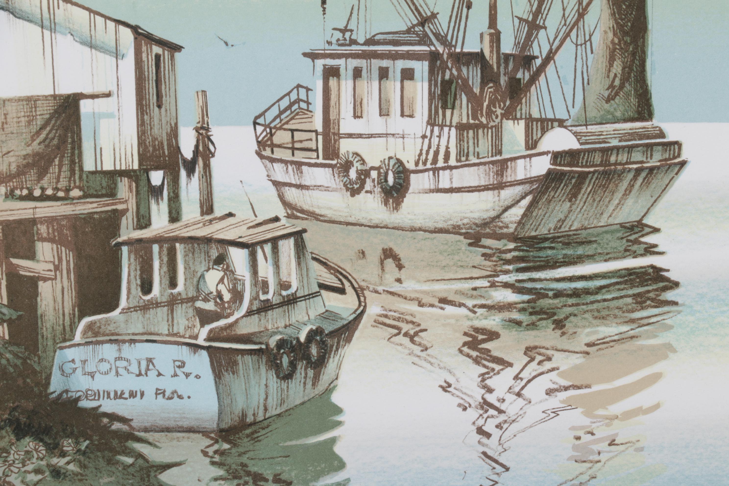 Tom Nicholas Color Lithograph "Along the Gulf Coast" and "Winter Beach," 1977