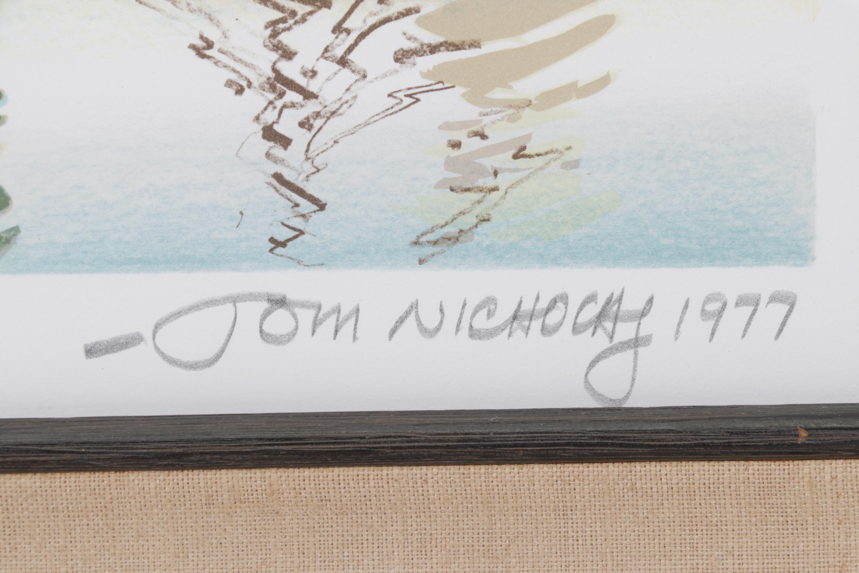 Tom Nicholas Color Lithograph "Along the Gulf Coast" and "Winter Beach," 1977