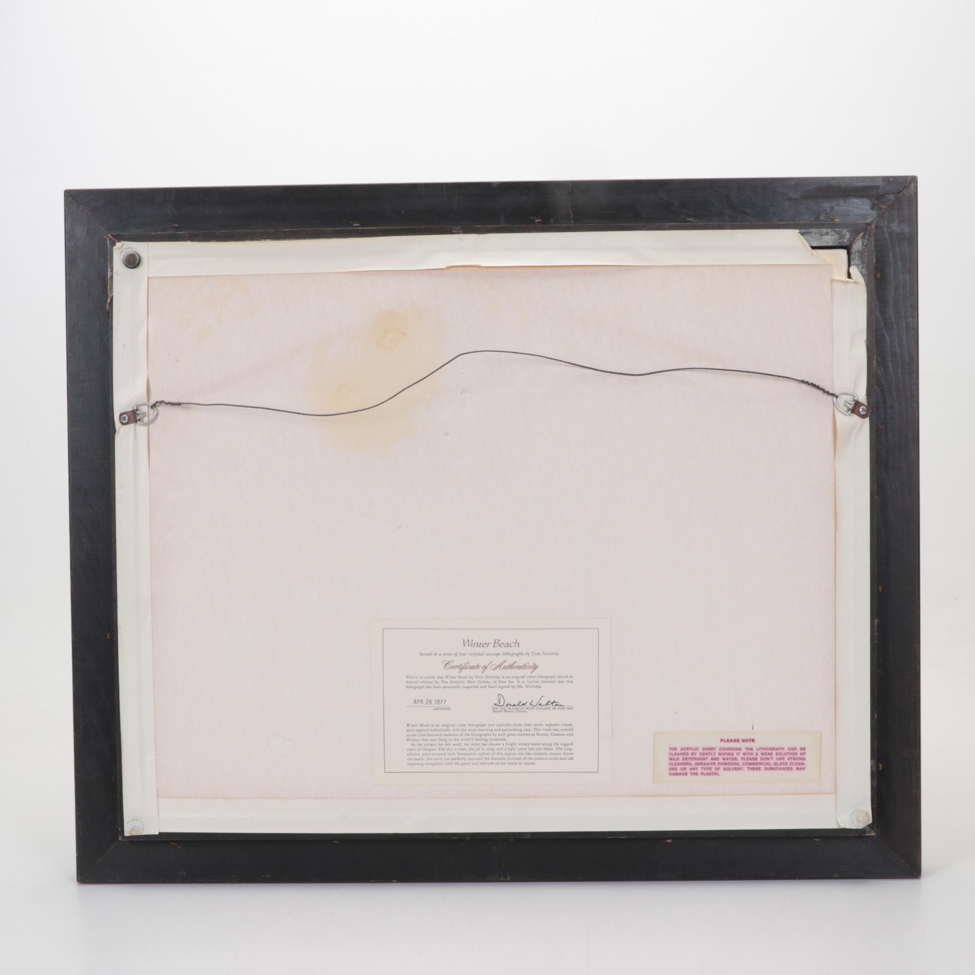 Tom Nicholas Color Lithograph "Along the Gulf Coast" and "Winter Beach," 1977