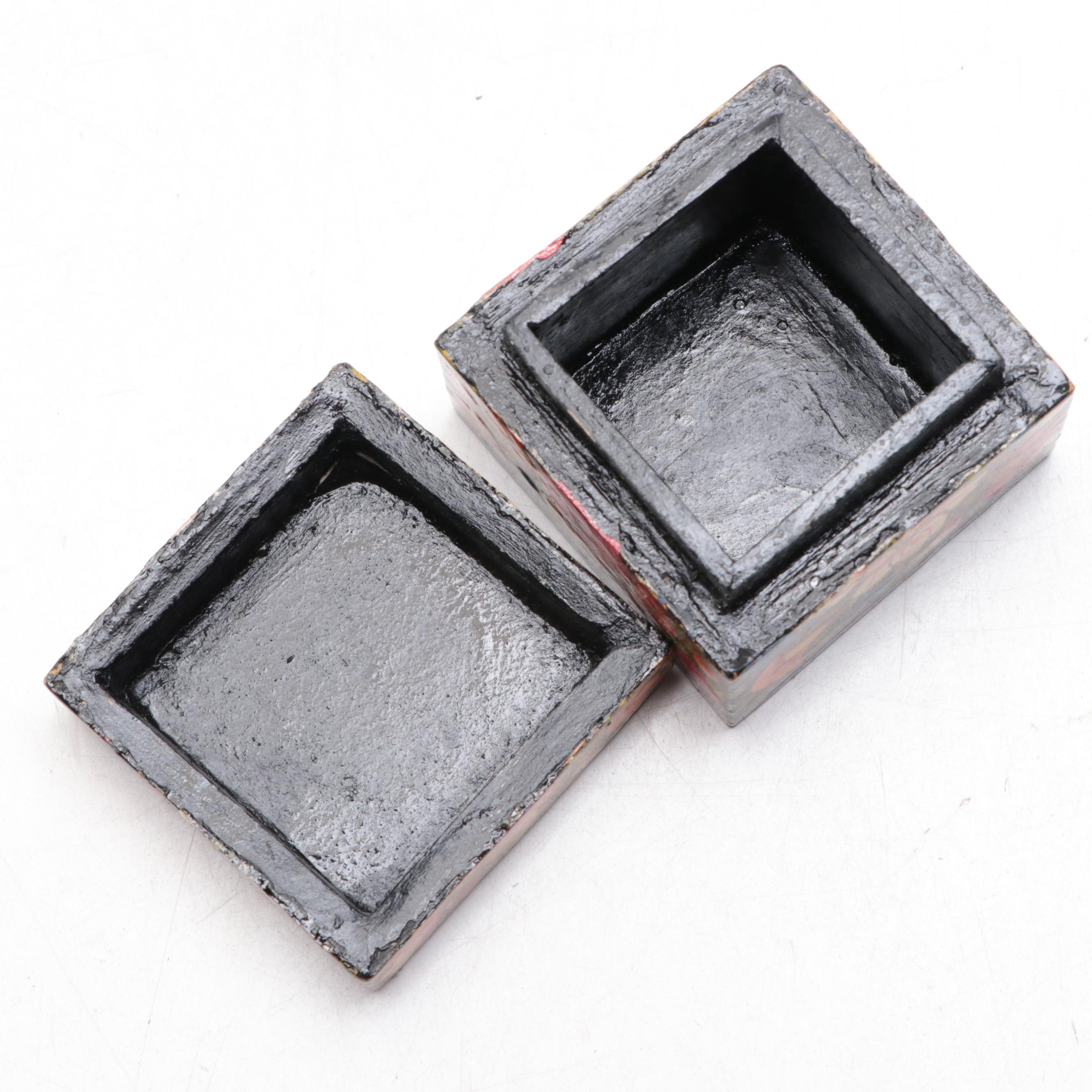 Russian Lacquerware Boxes with Other Folk Art Dolls