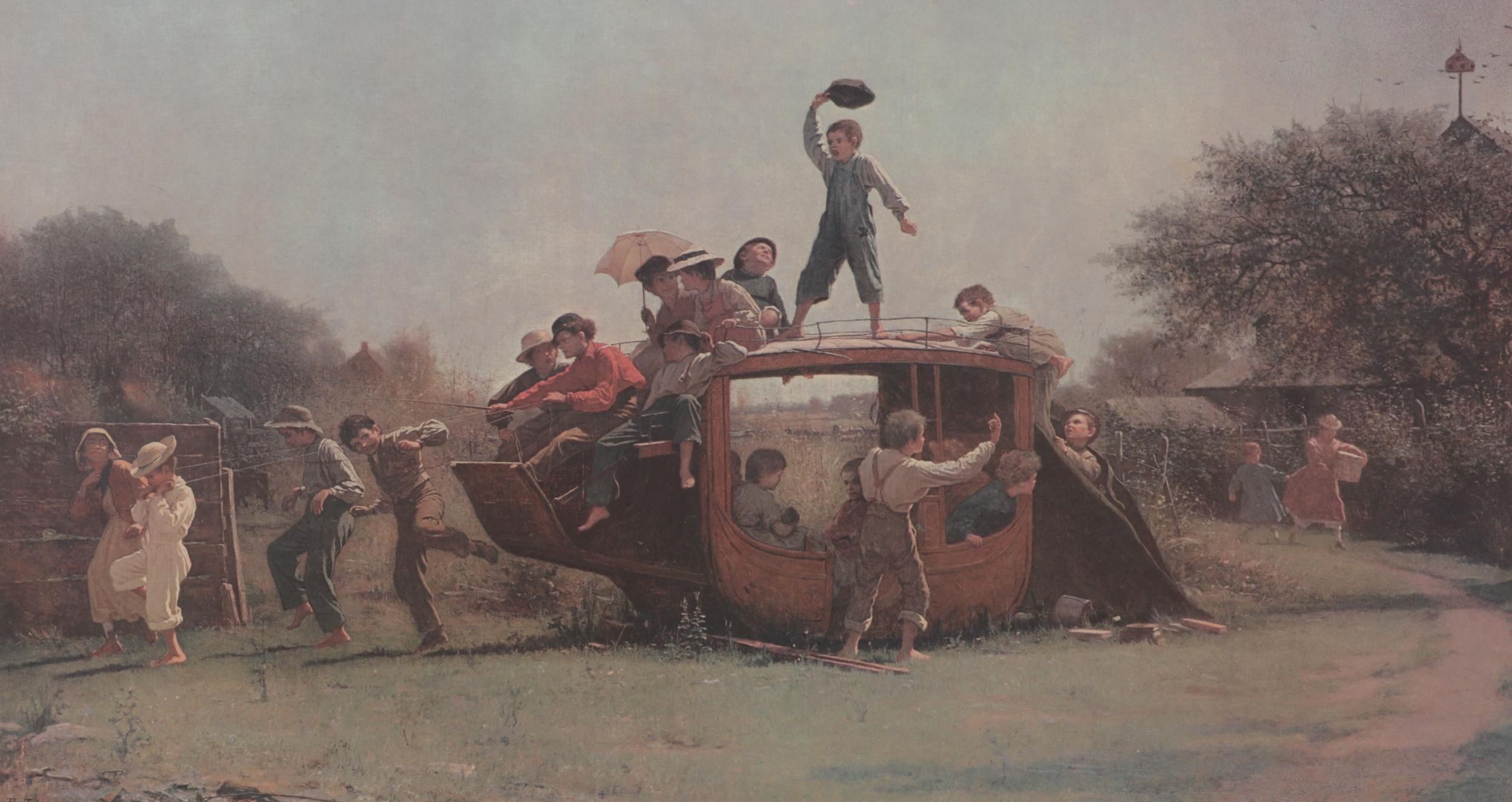 Offset Lithograph After Eastman Johnson "Old Stage Coach," Mid-20th Century