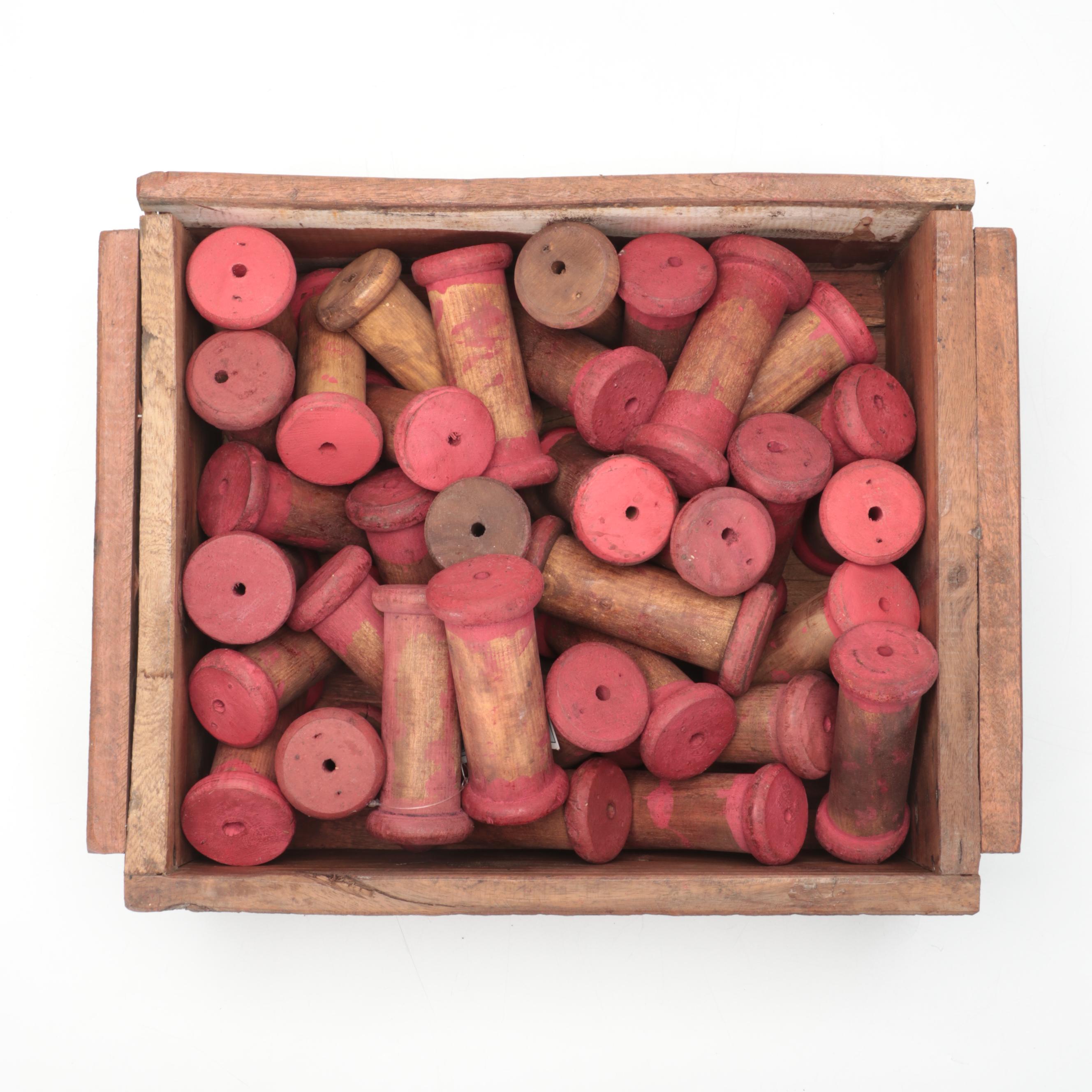 Wooden Spools and Crate