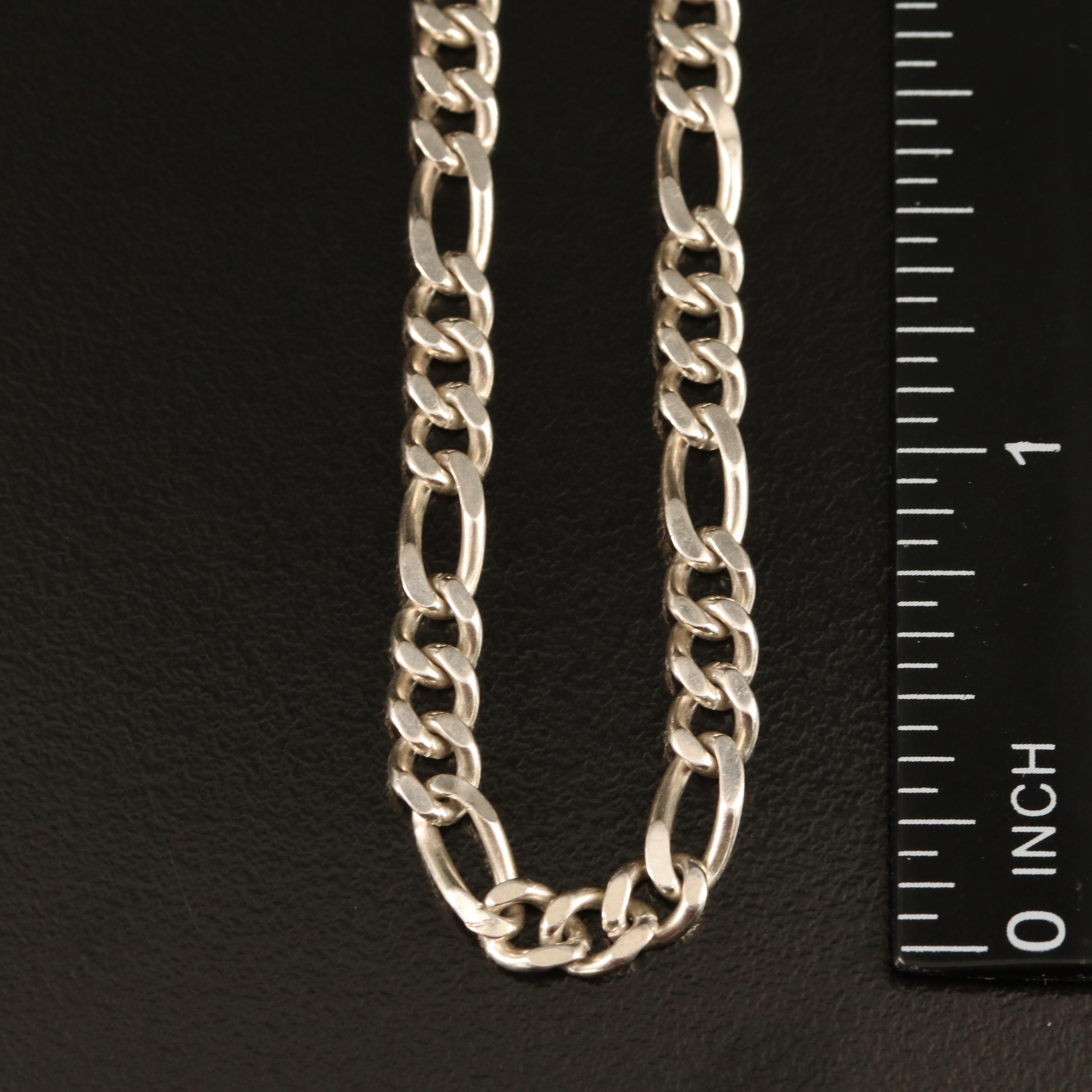 Italian Sterling Figaro Chain Necklace