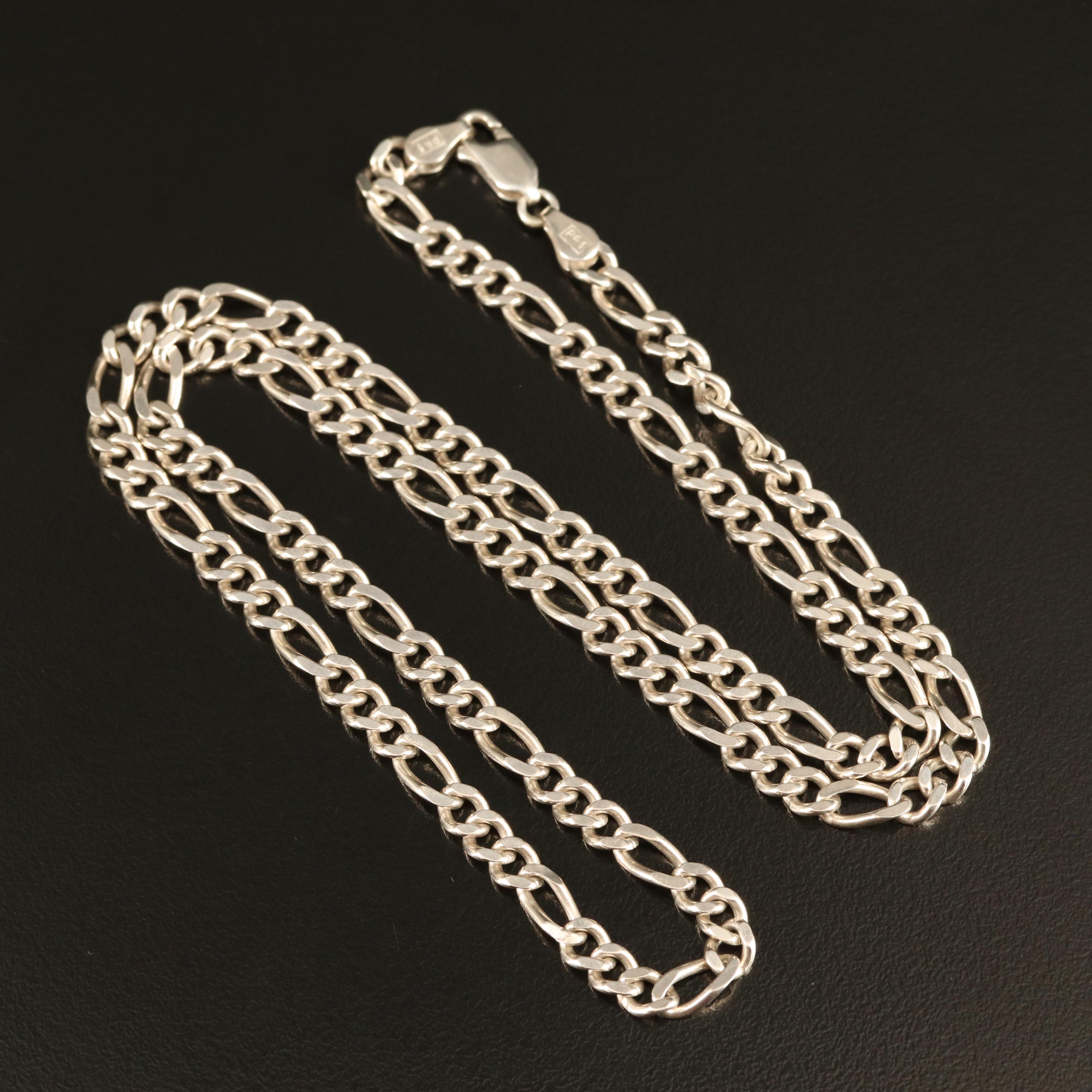 Italian Sterling Figaro Chain Necklace