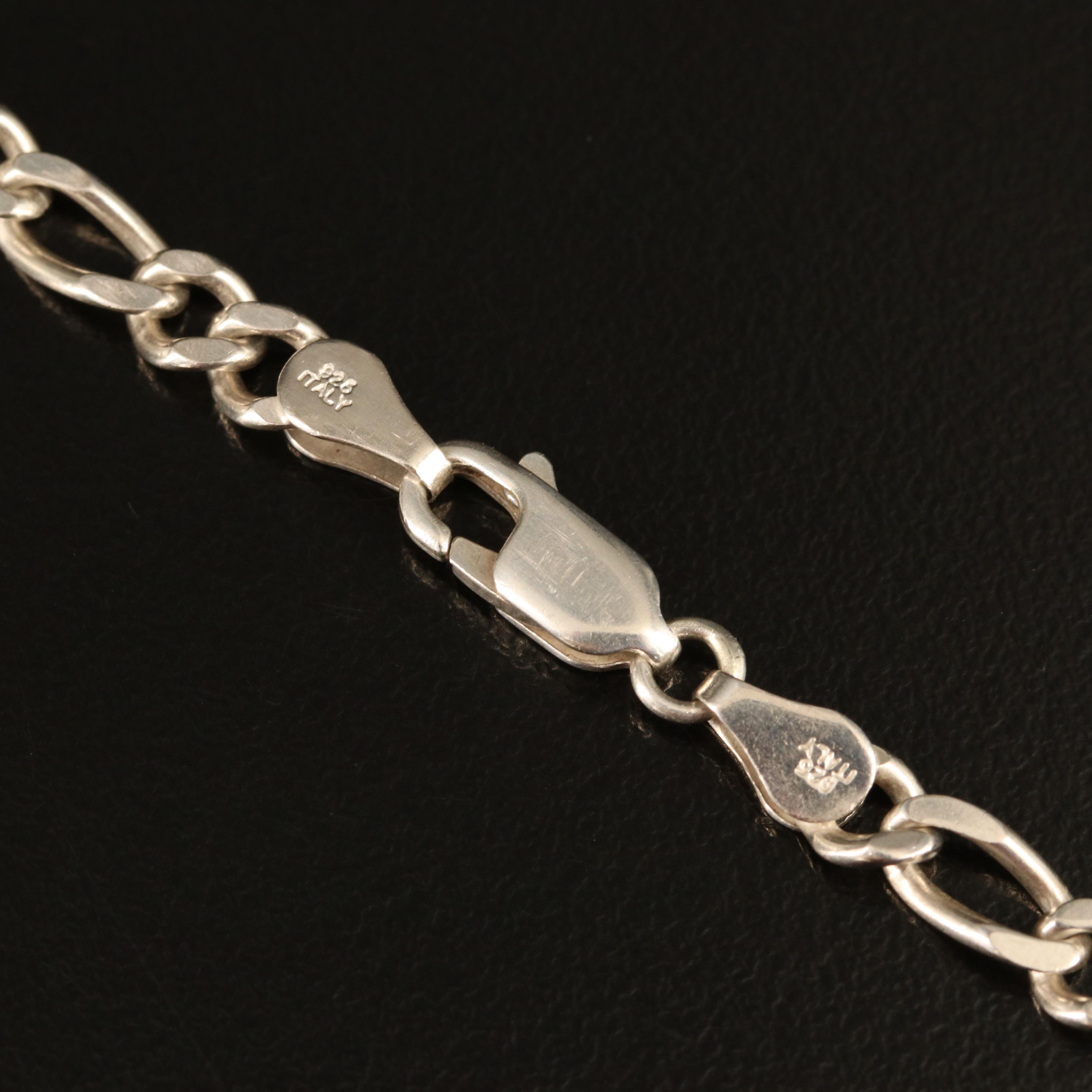 Italian Sterling Figaro Chain Necklace