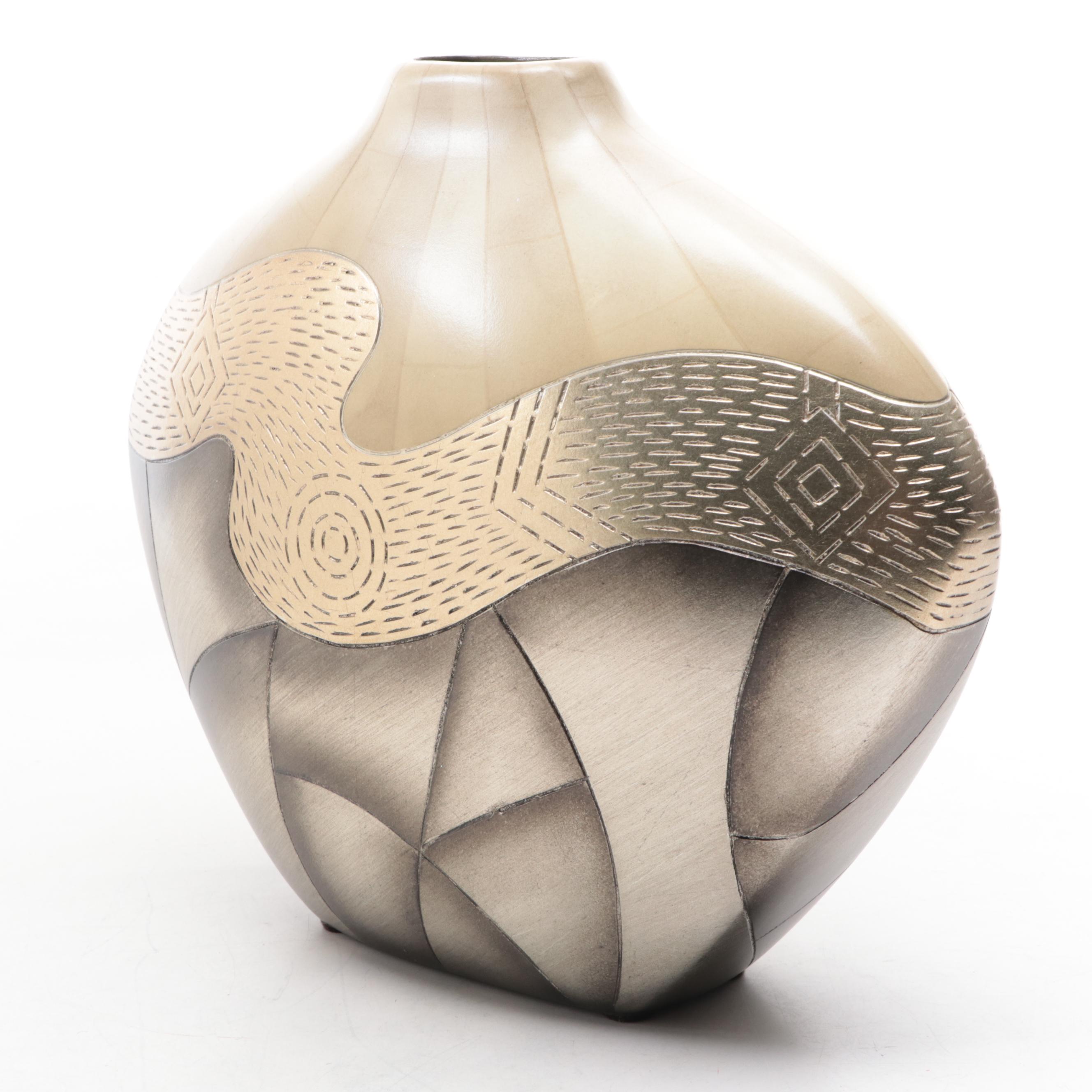 Alexander Kalifano Geomtric Box with Artmax Sgraffito Vase