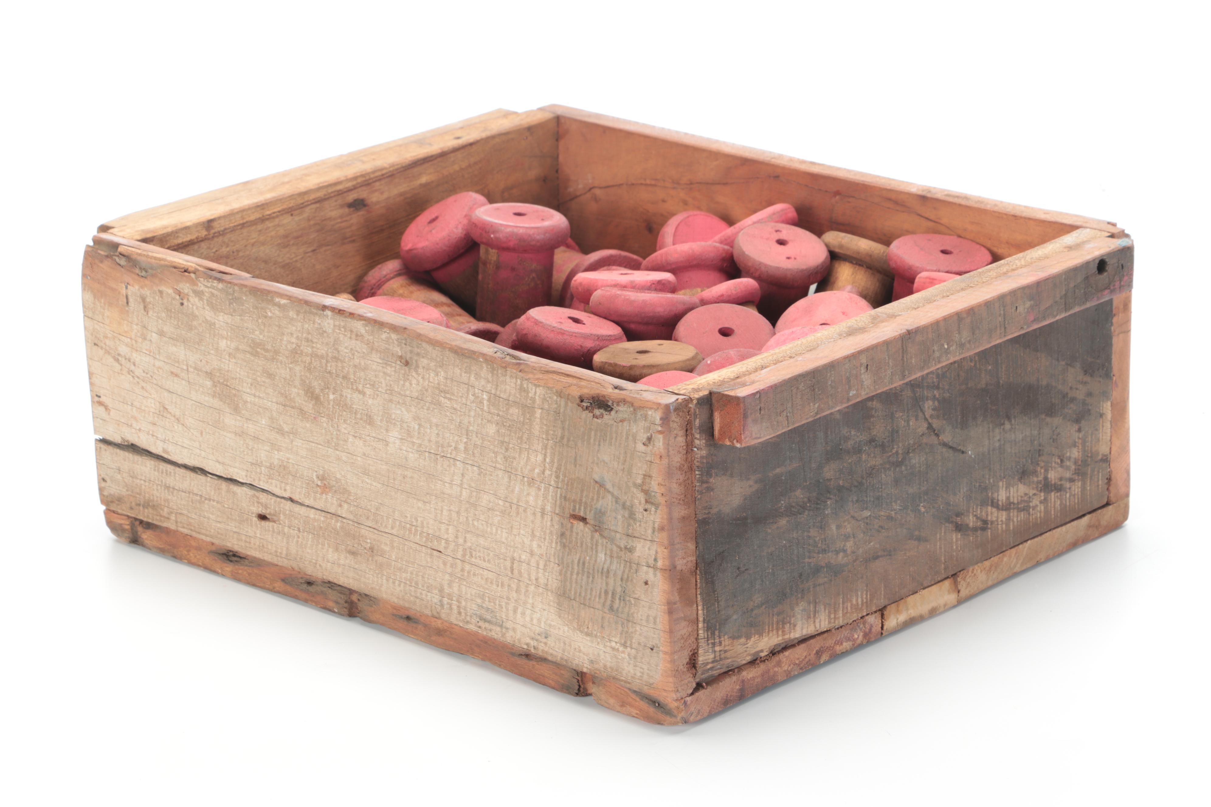 Wooden Spools and Crate, 20th Century