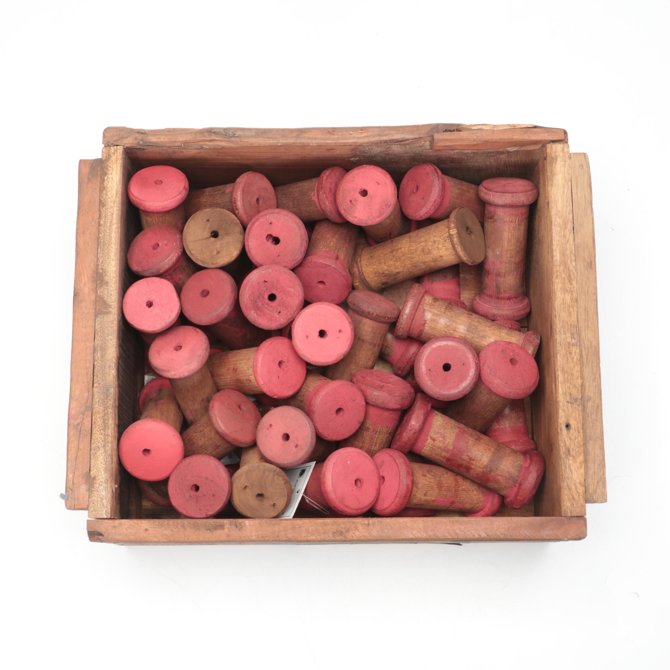 Wooden Spools and Crate, 20th Century