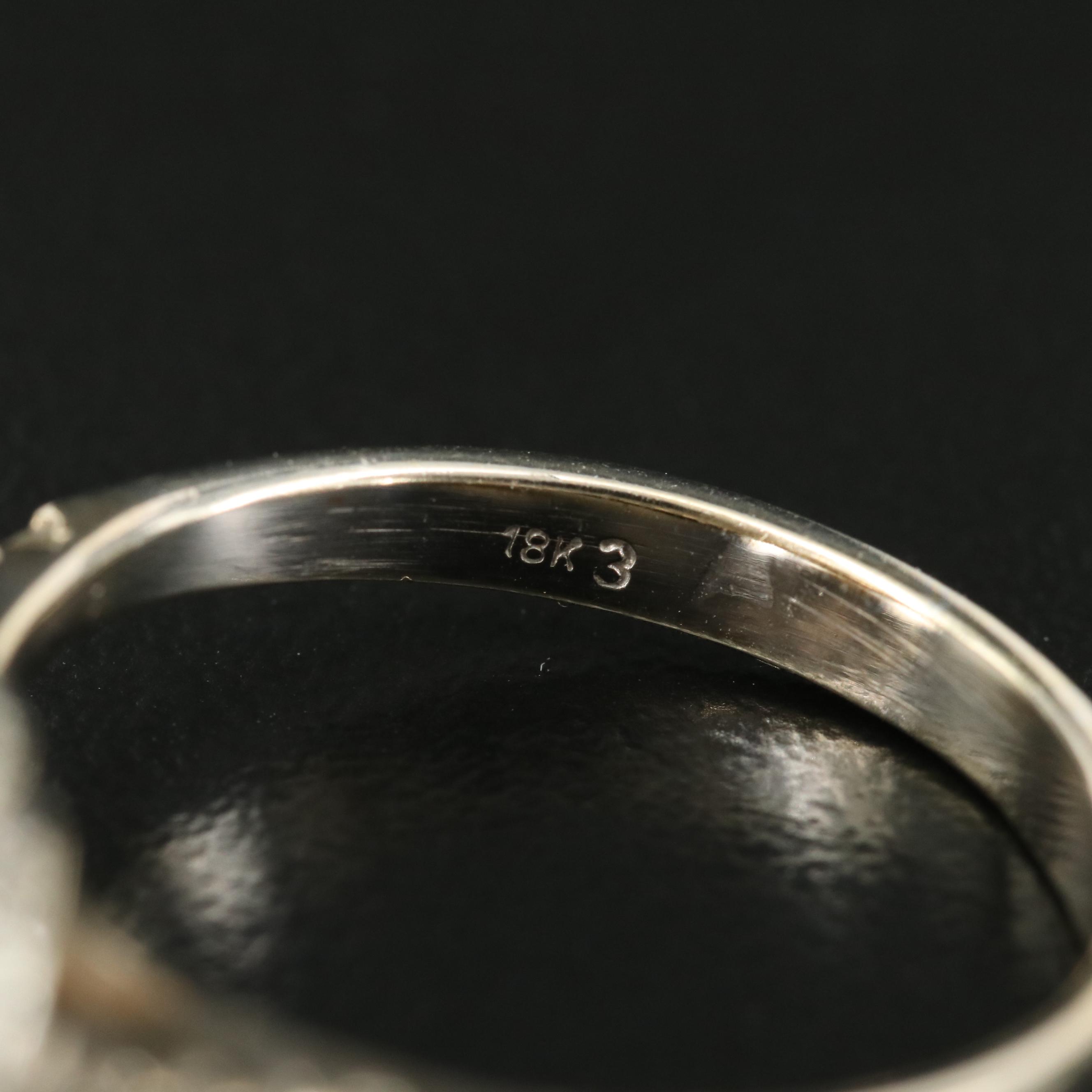 Vintage 18K 11.75 mm Pearl and Diamond Ring