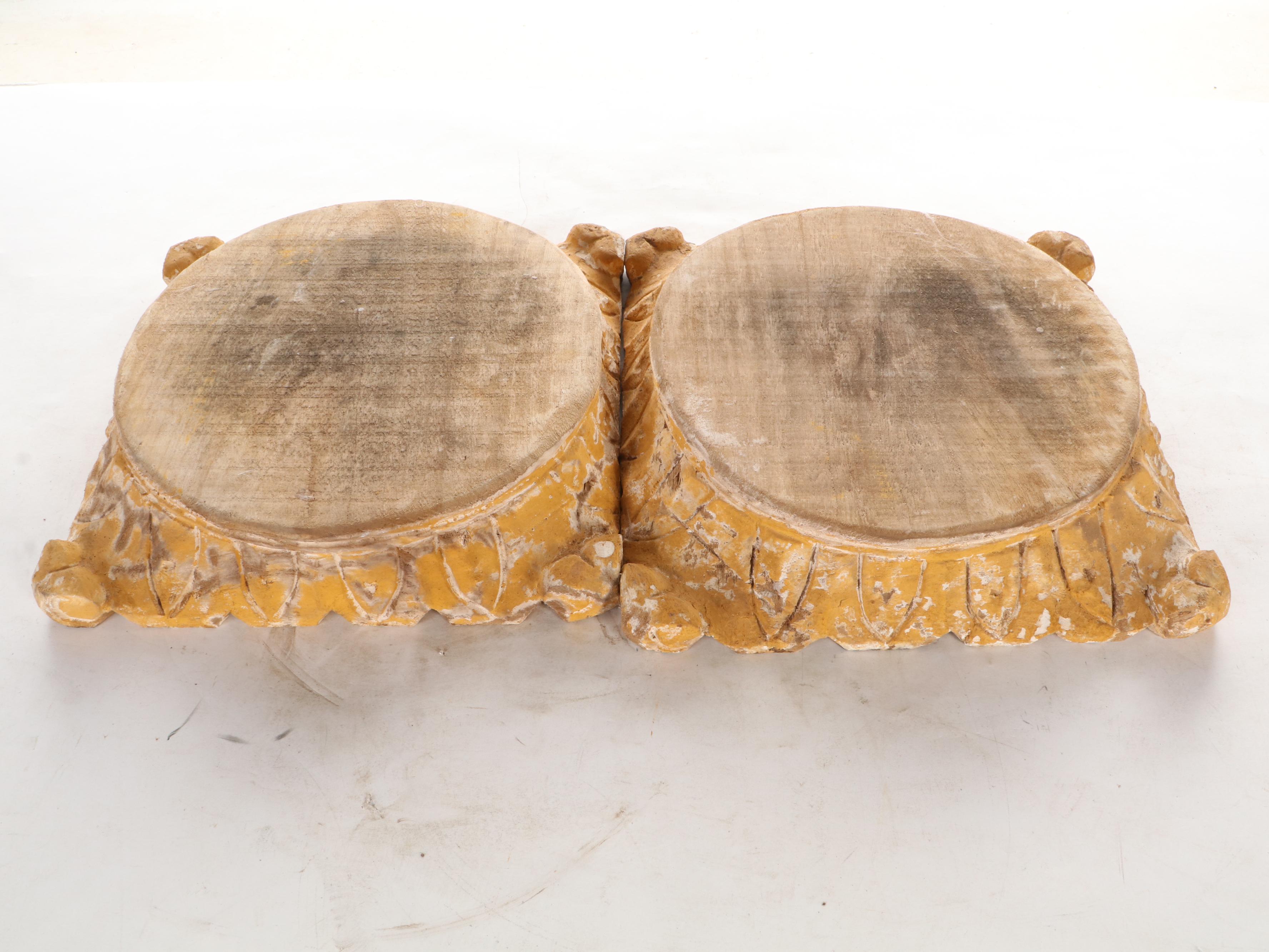 Carved Wood Foliate Column Bases