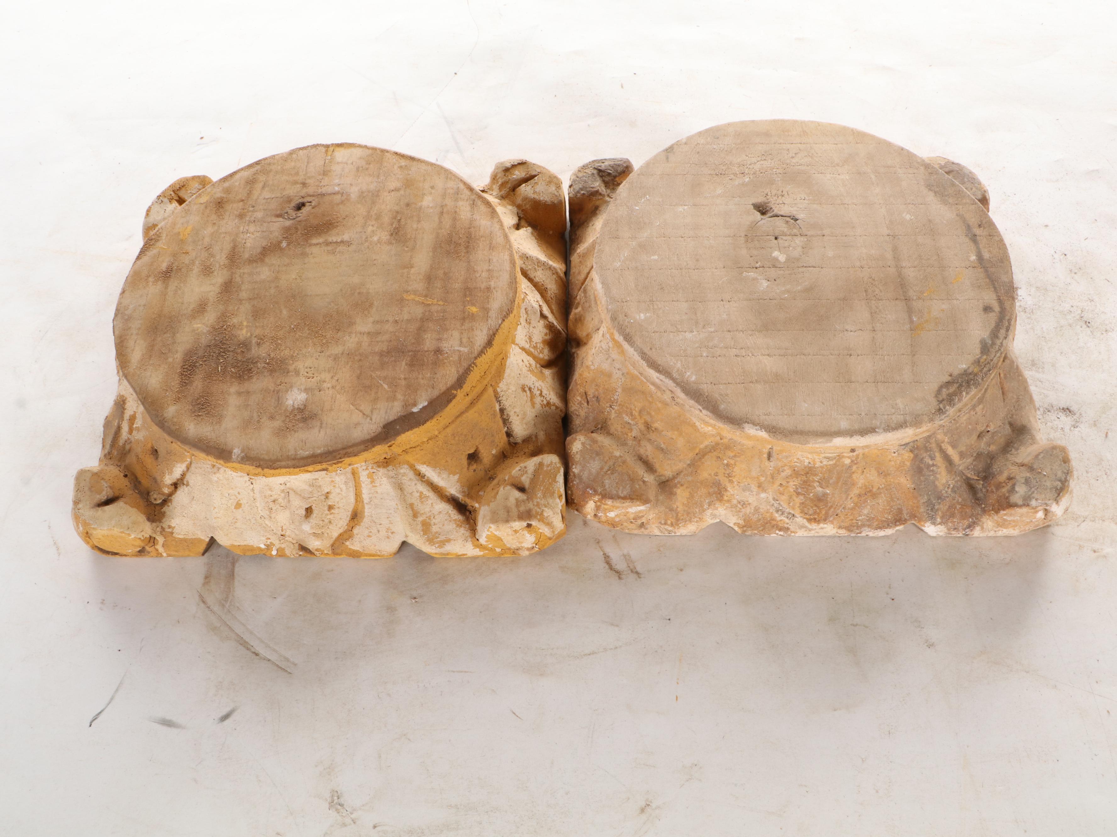 Carved Wood Foliate Column Bases