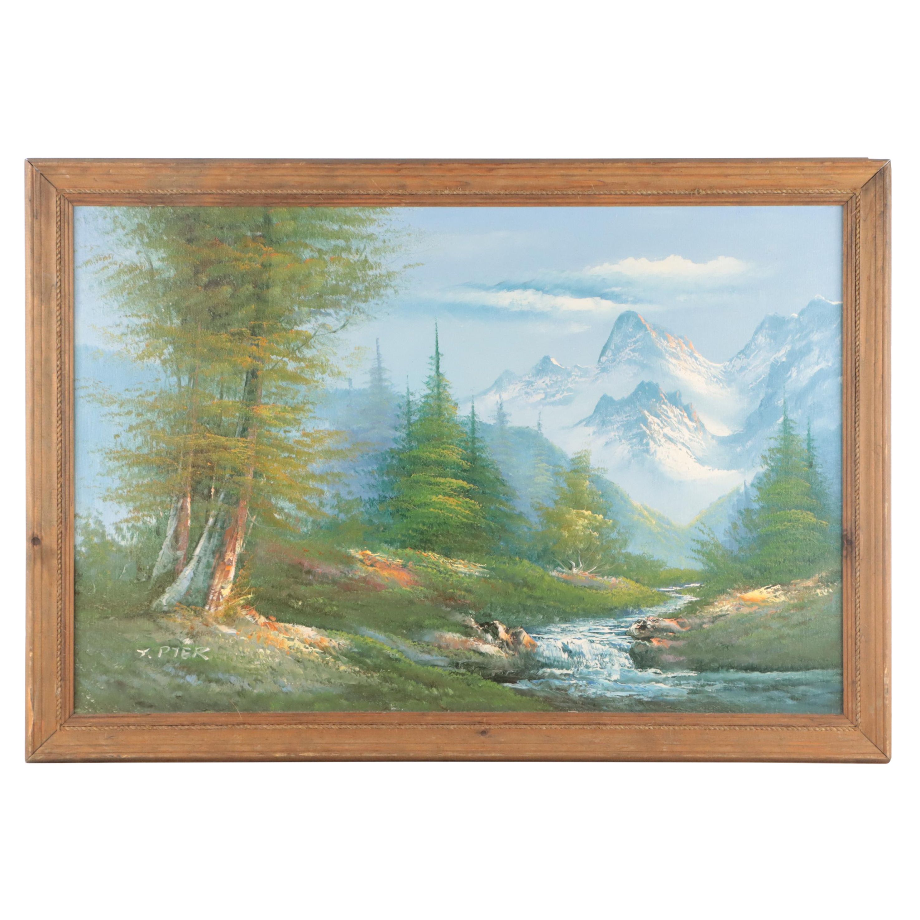 Oil Painting of Alpine Landscape