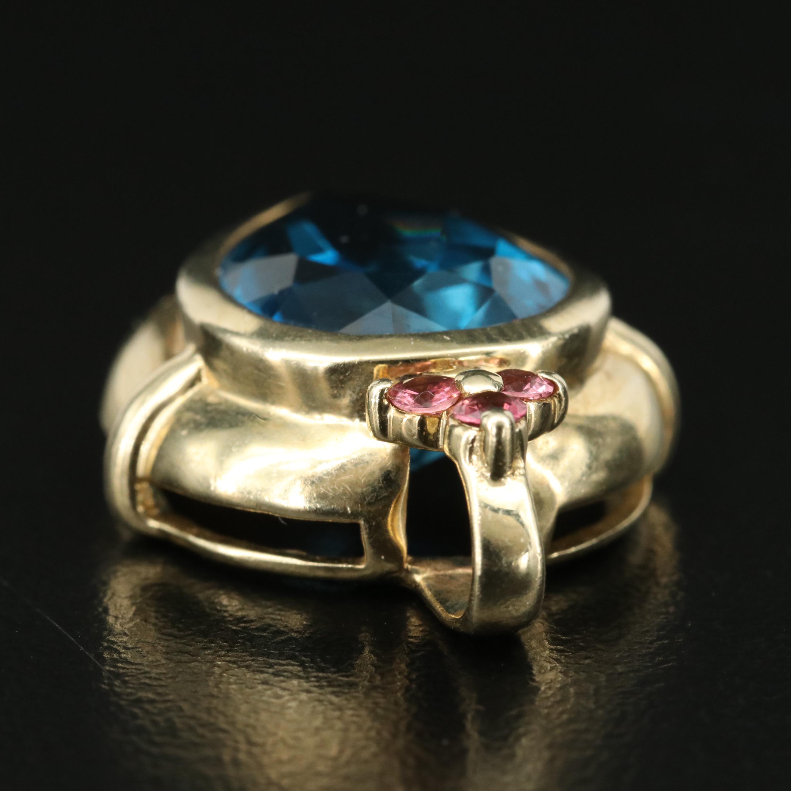 14K 9.89 CT Topaz and Tourmaline Pendant