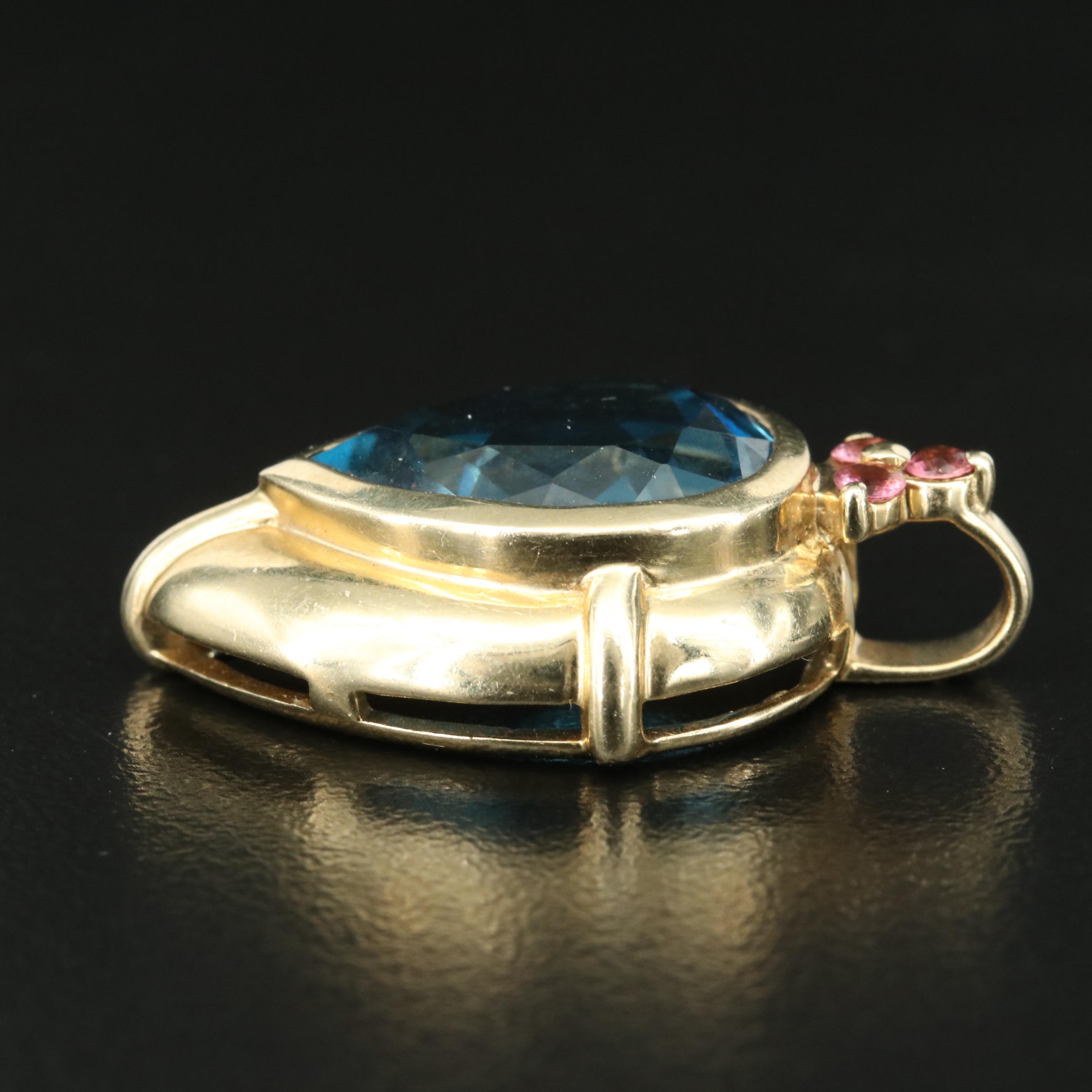 14K 9.89 CT Topaz and Tourmaline Pendant