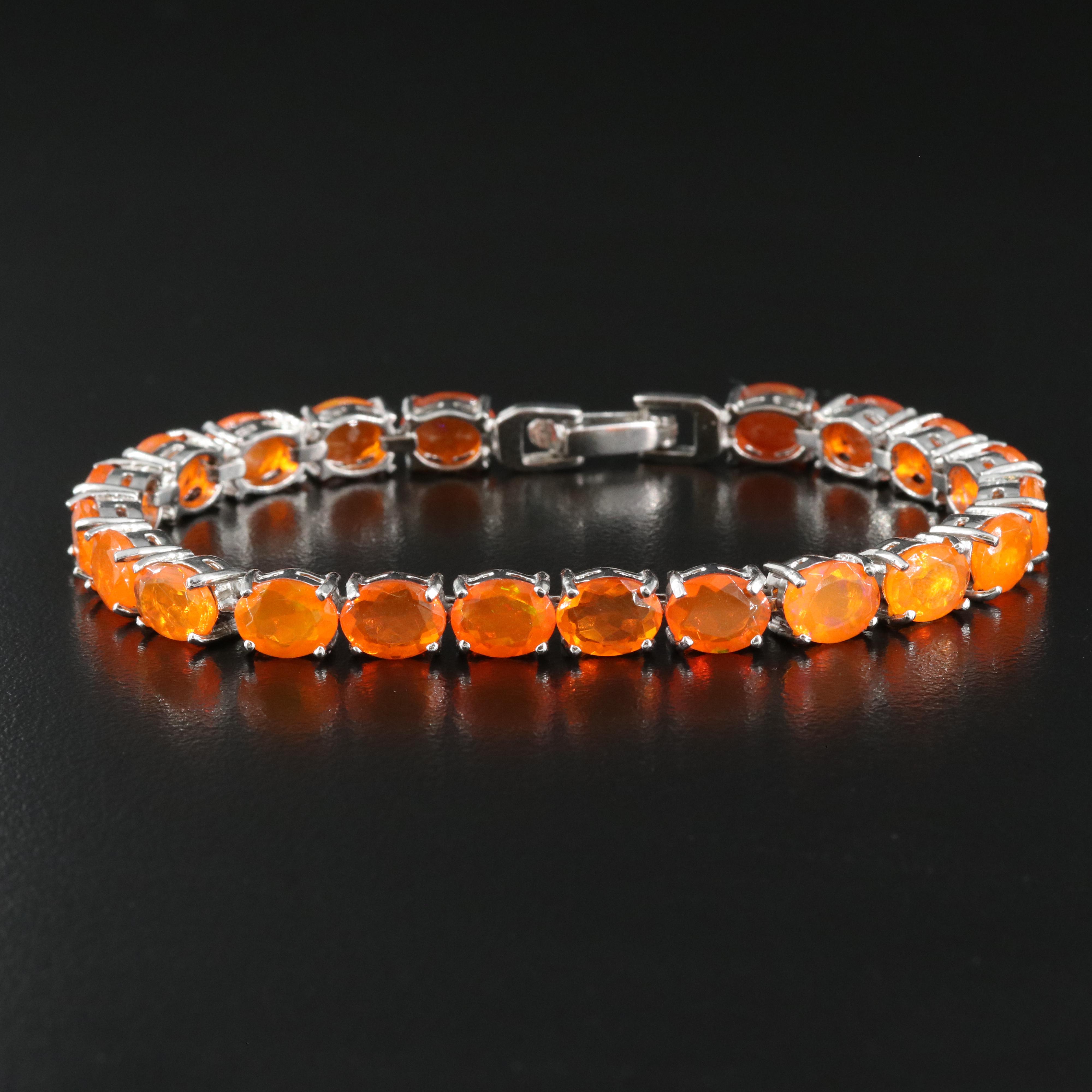 Sterling Fire Opal Bracelet