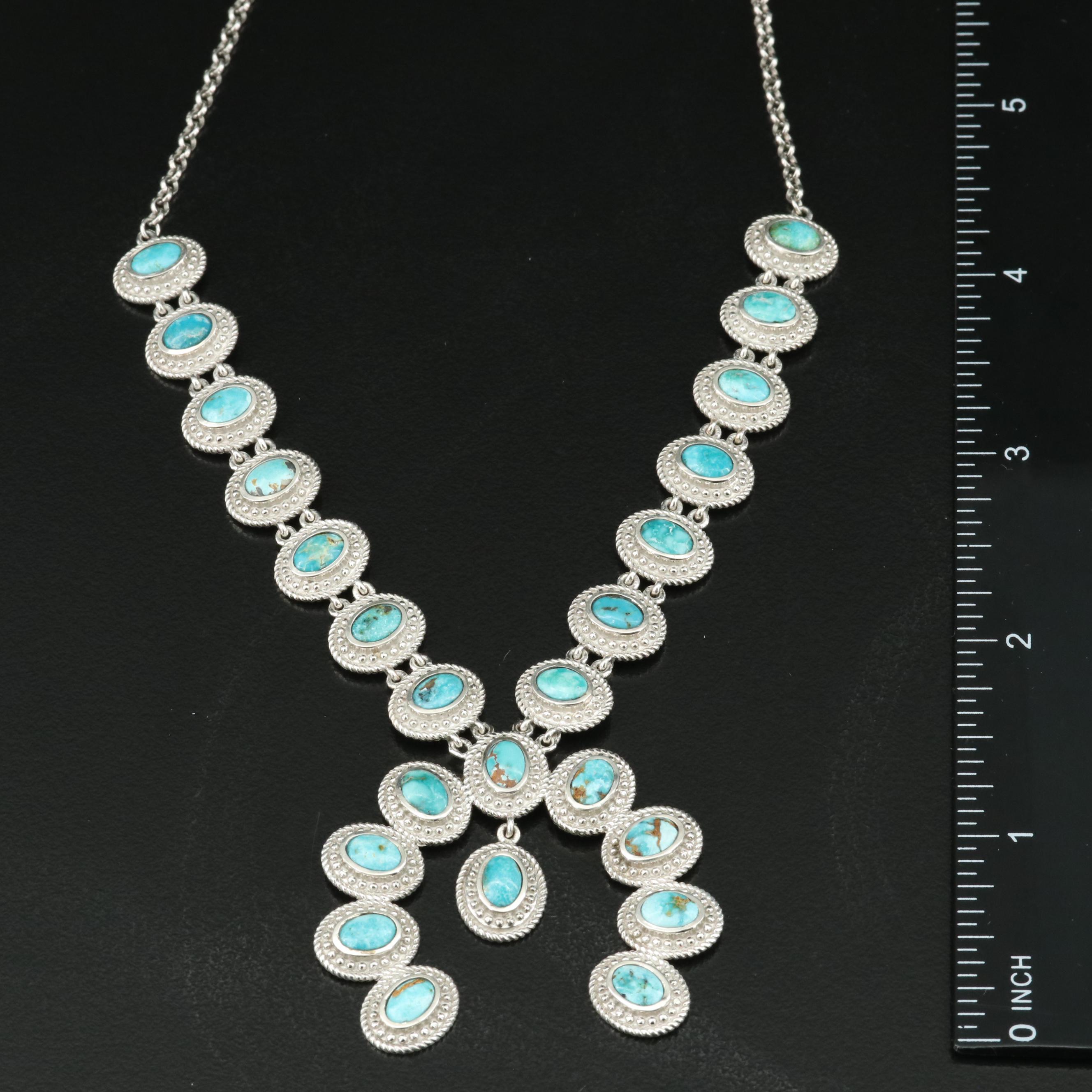 Southwestern Sterling Turquoise Naja Necklace