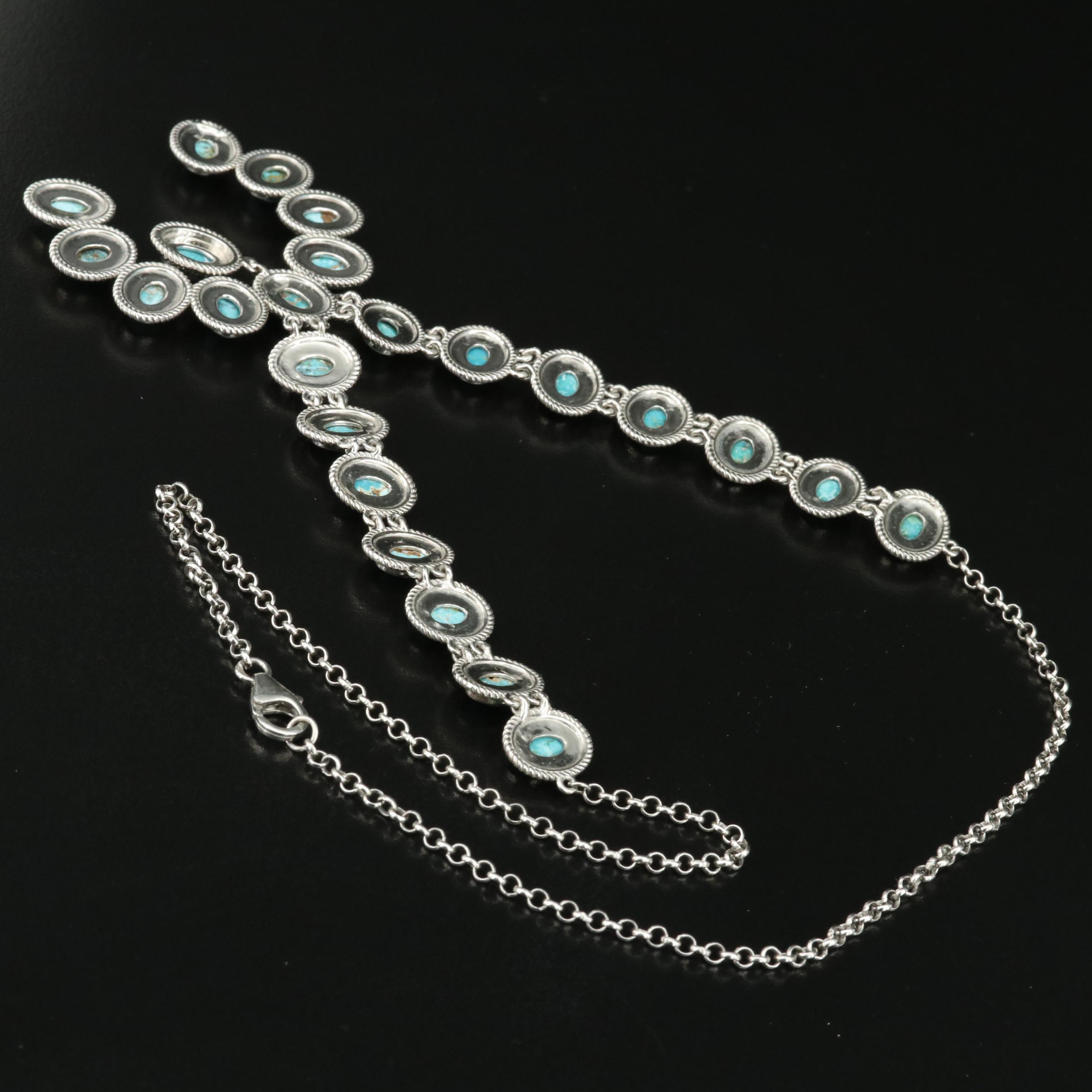 Southwestern Sterling Turquoise Naja Necklace