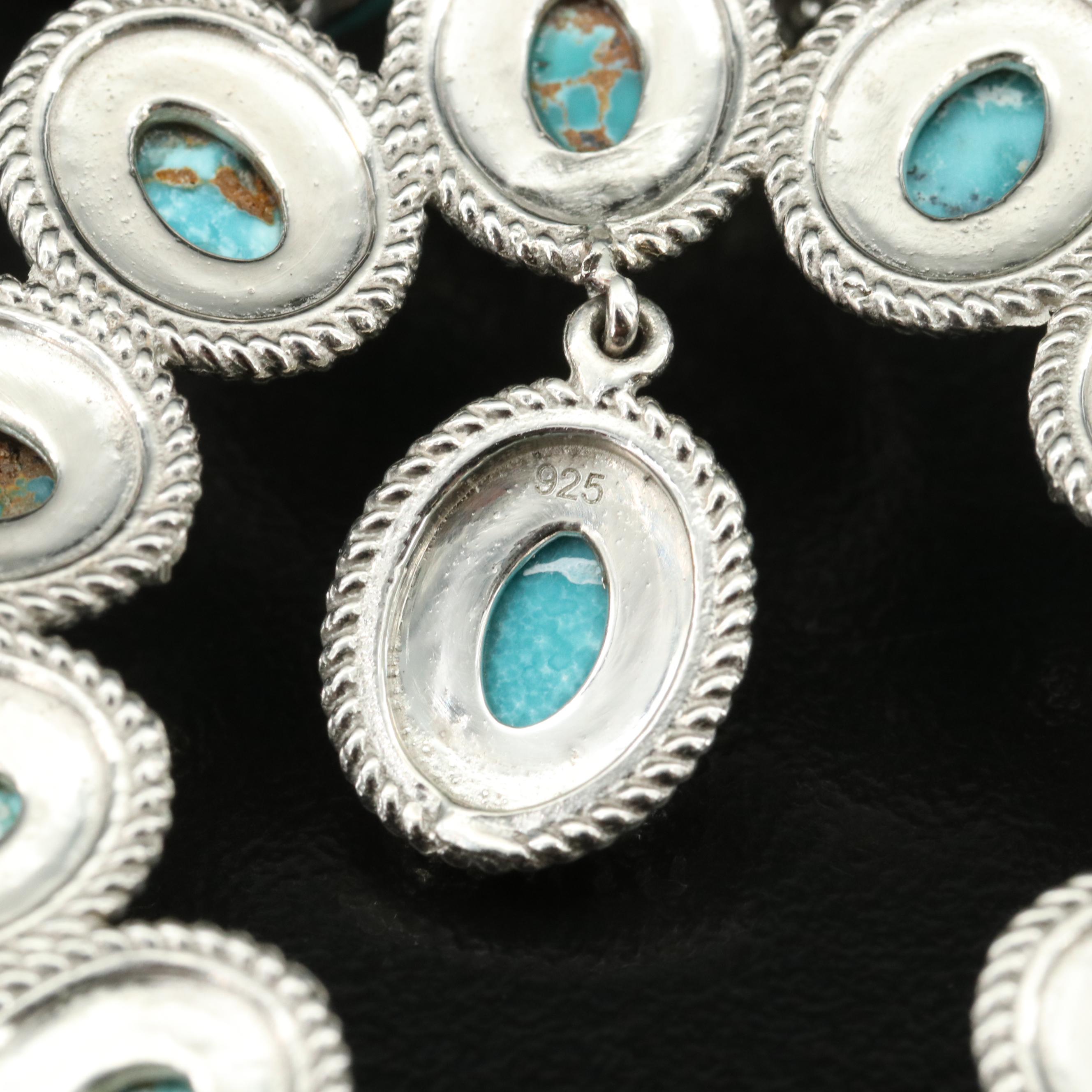 Southwestern Sterling Turquoise Naja Necklace