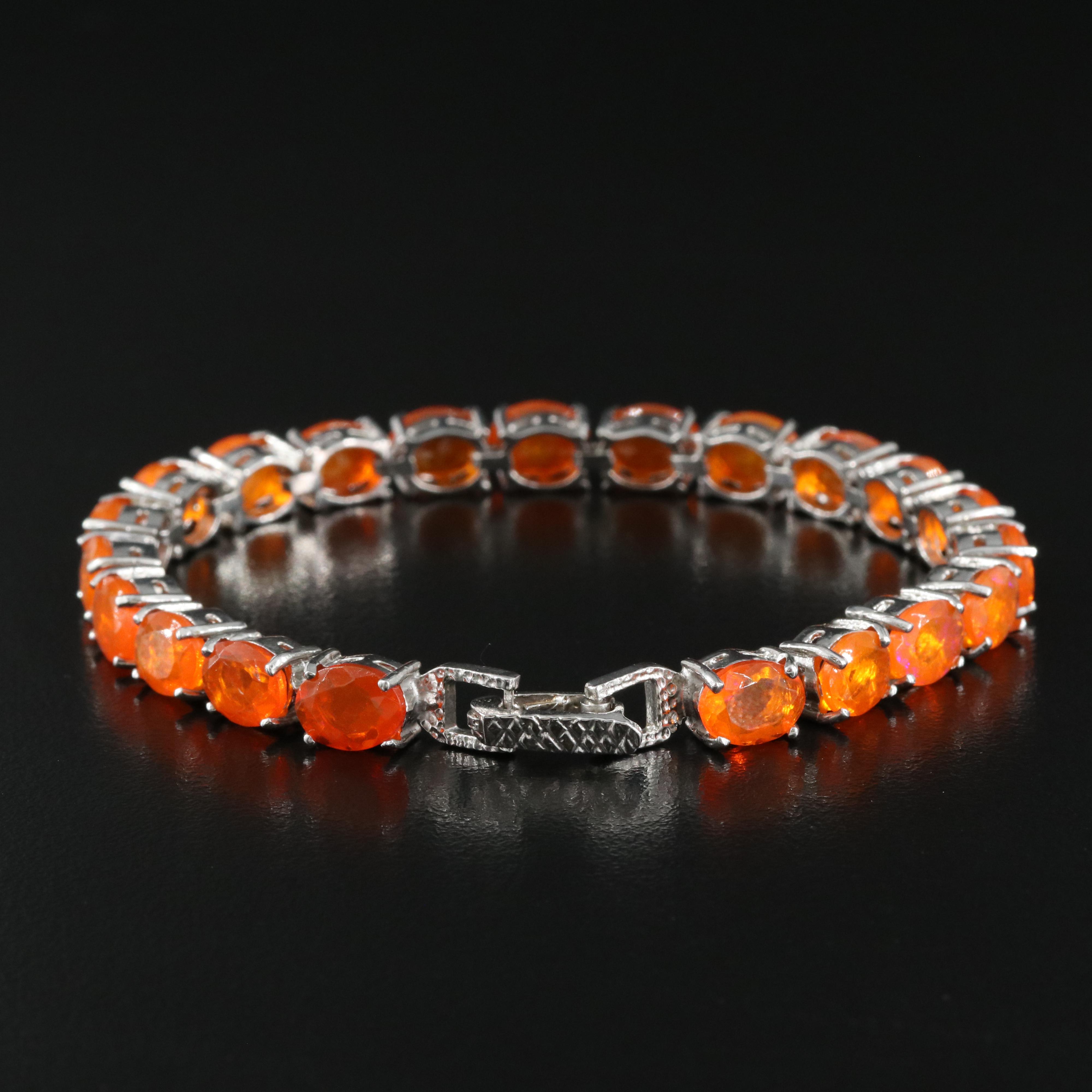 Sterling Fire Opal Bracelet