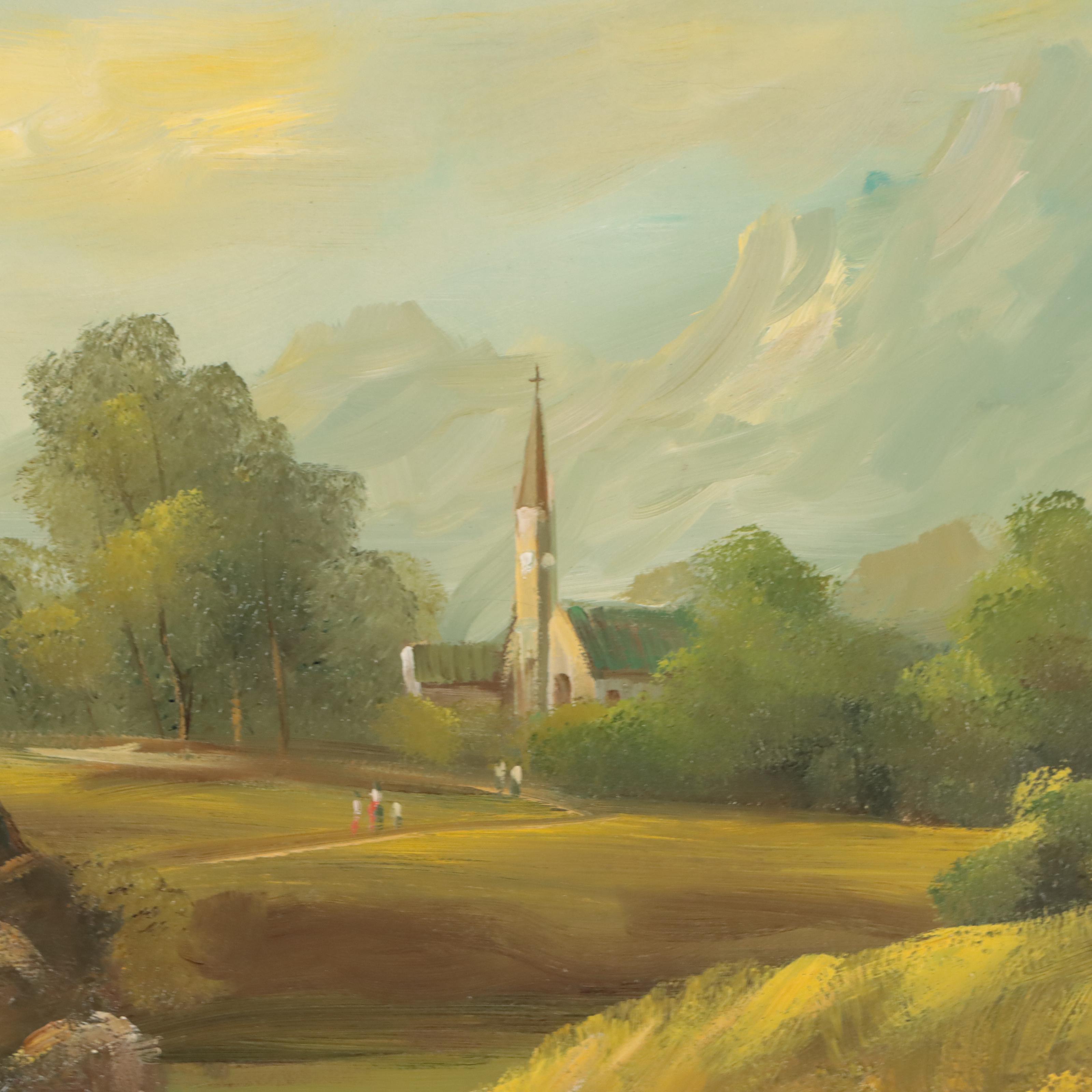 C. Marshall Oil Painting of Pastoral Landscape