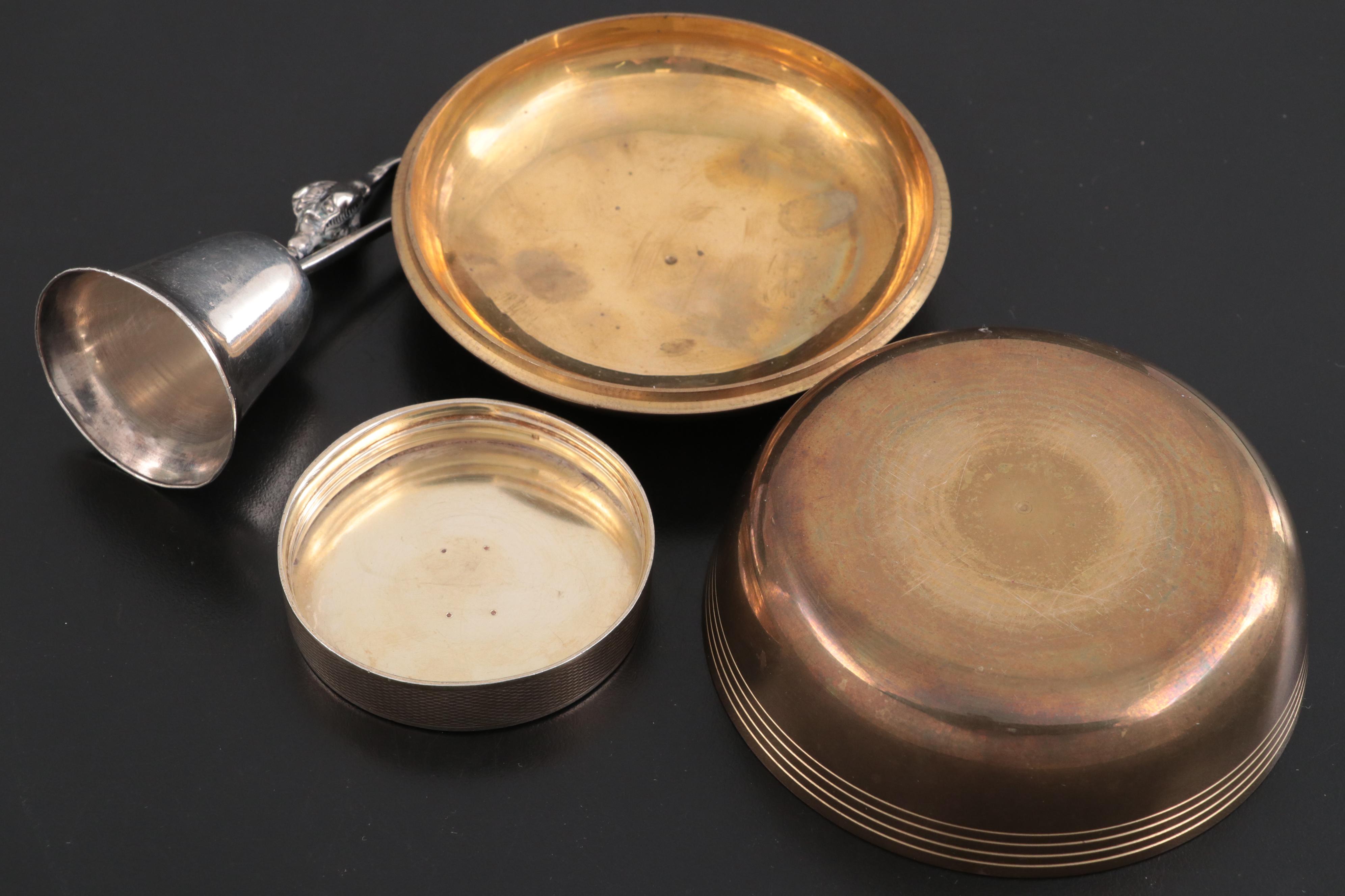 Christofle and Other Letter Openers with Sterling and Brass Bell and Boxes