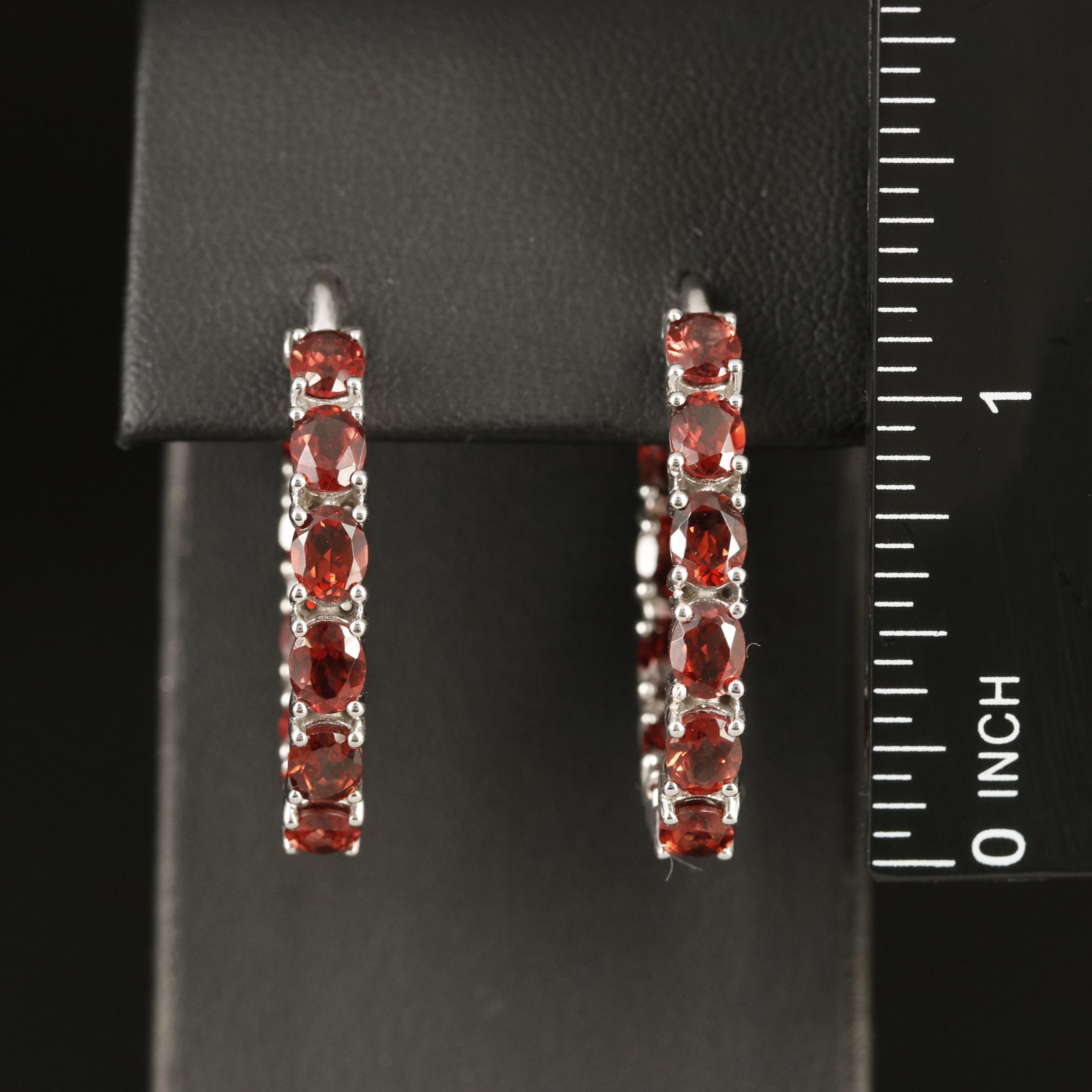 Sterling Garnet Inside-Out Hoop Earrings