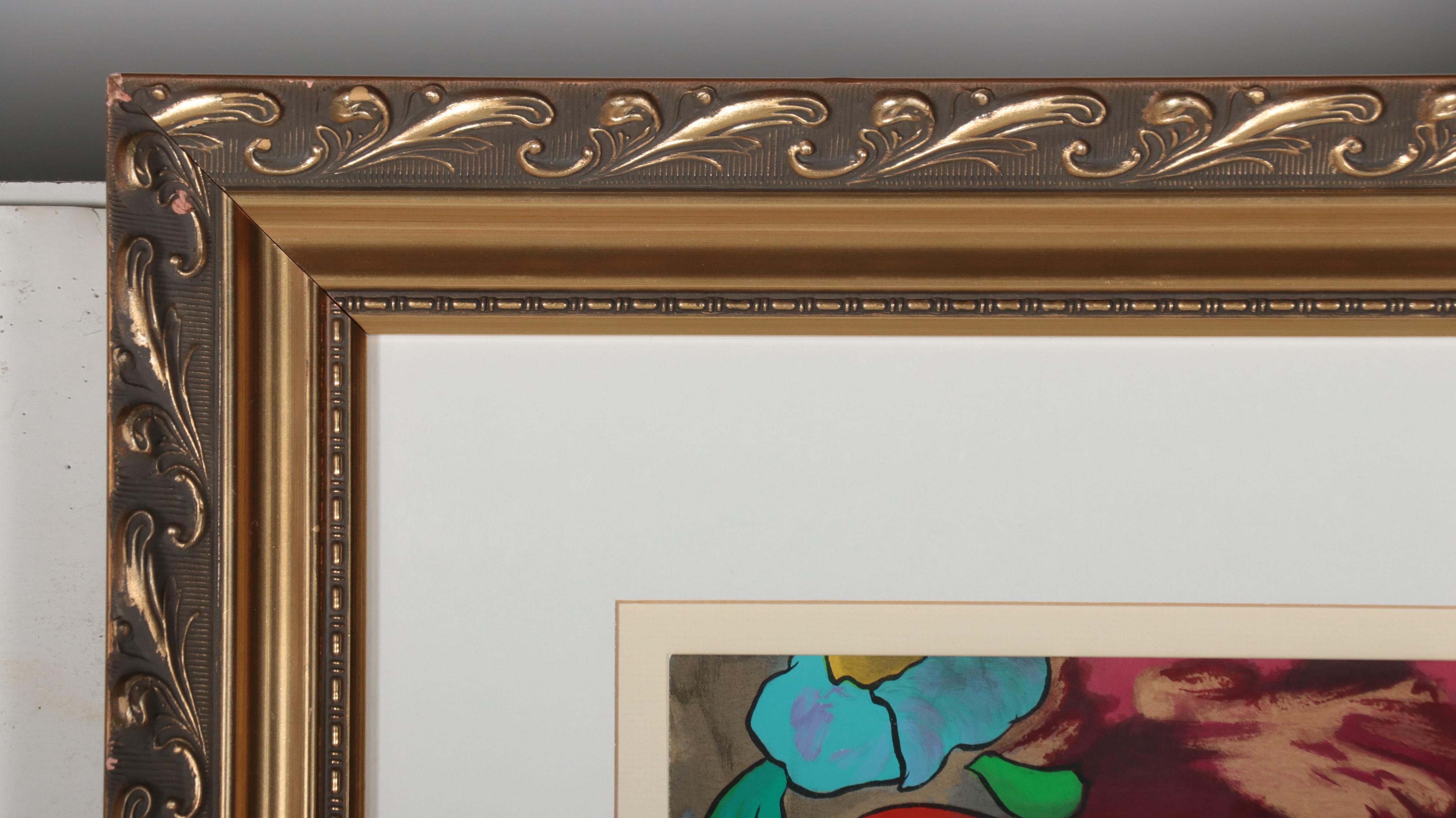 Linda LeKinff Serigraph of Standing Woman With Hat and Flowers