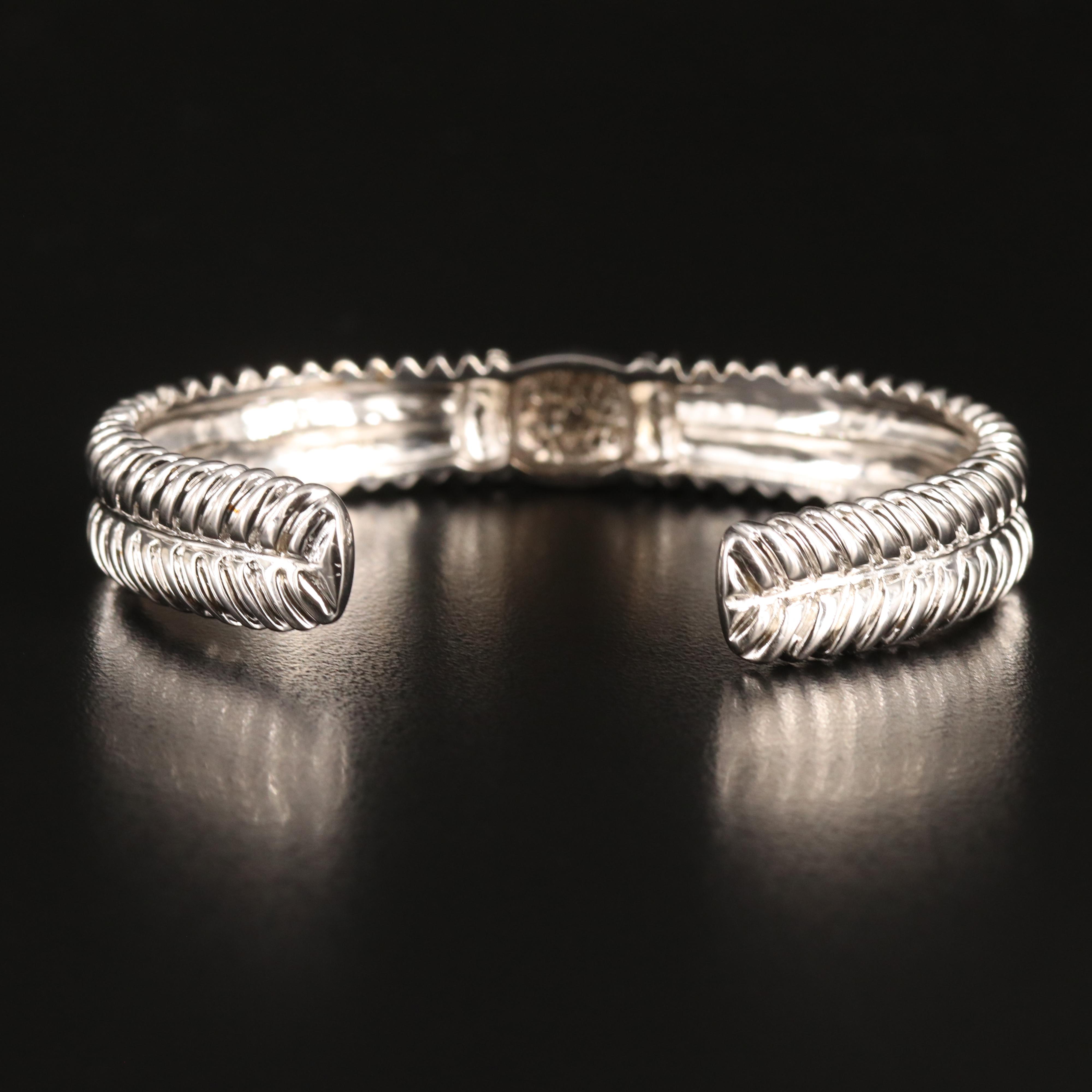 Sterling Diamond Braided Cuff
