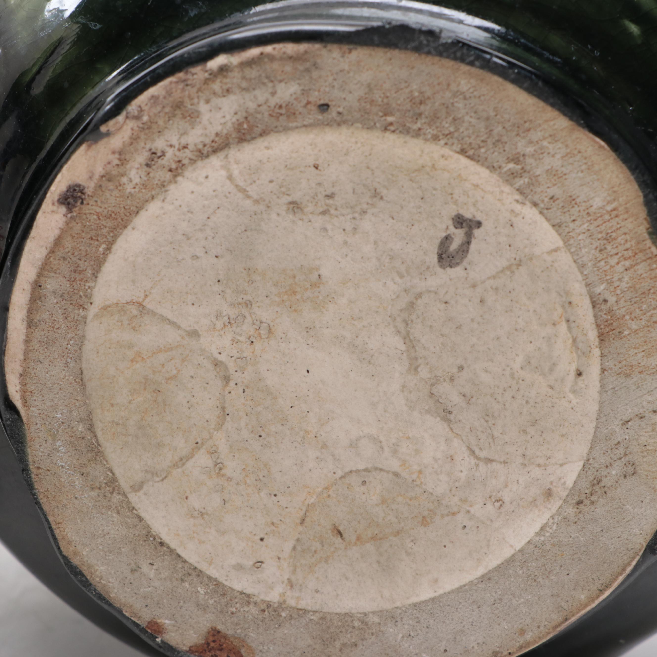 Pair of Continental European Barbotine Majolica Handled Vases, Early 20th C.