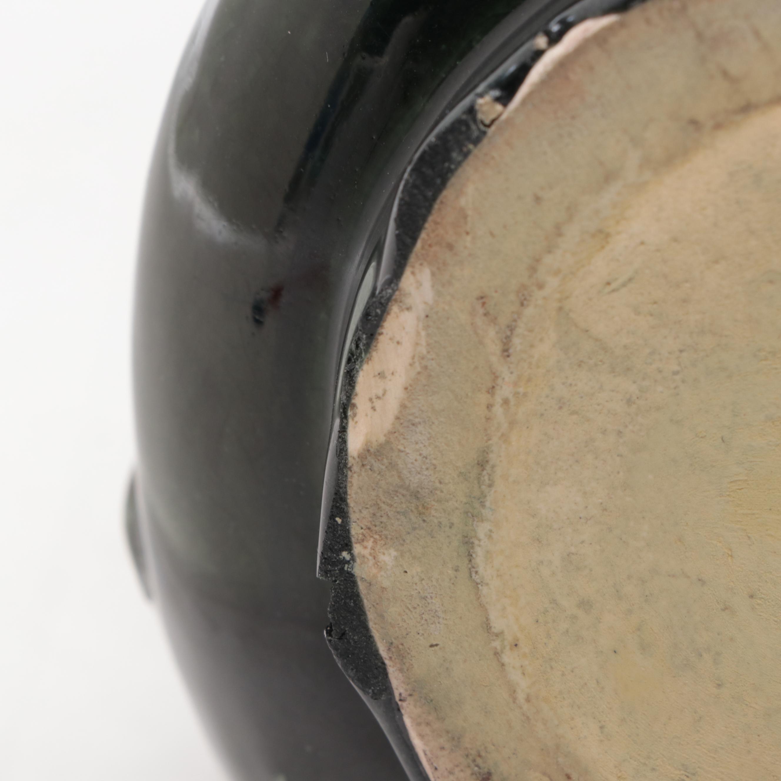 Pair of Continental European Barbotine Majolica Handled Vases, Early 20th C.