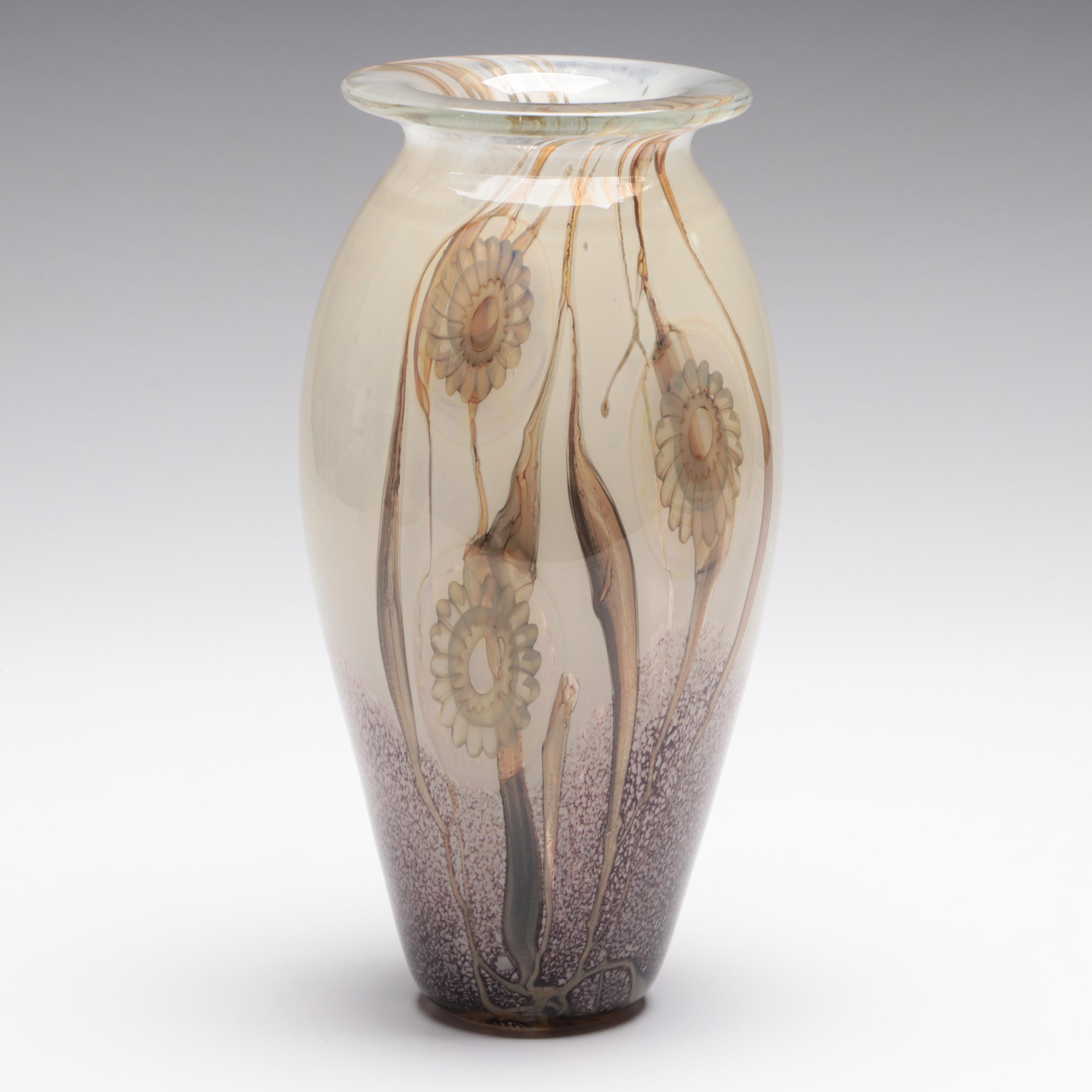 Signed Robert Eickholt Blown Art Glass Vase, 2004