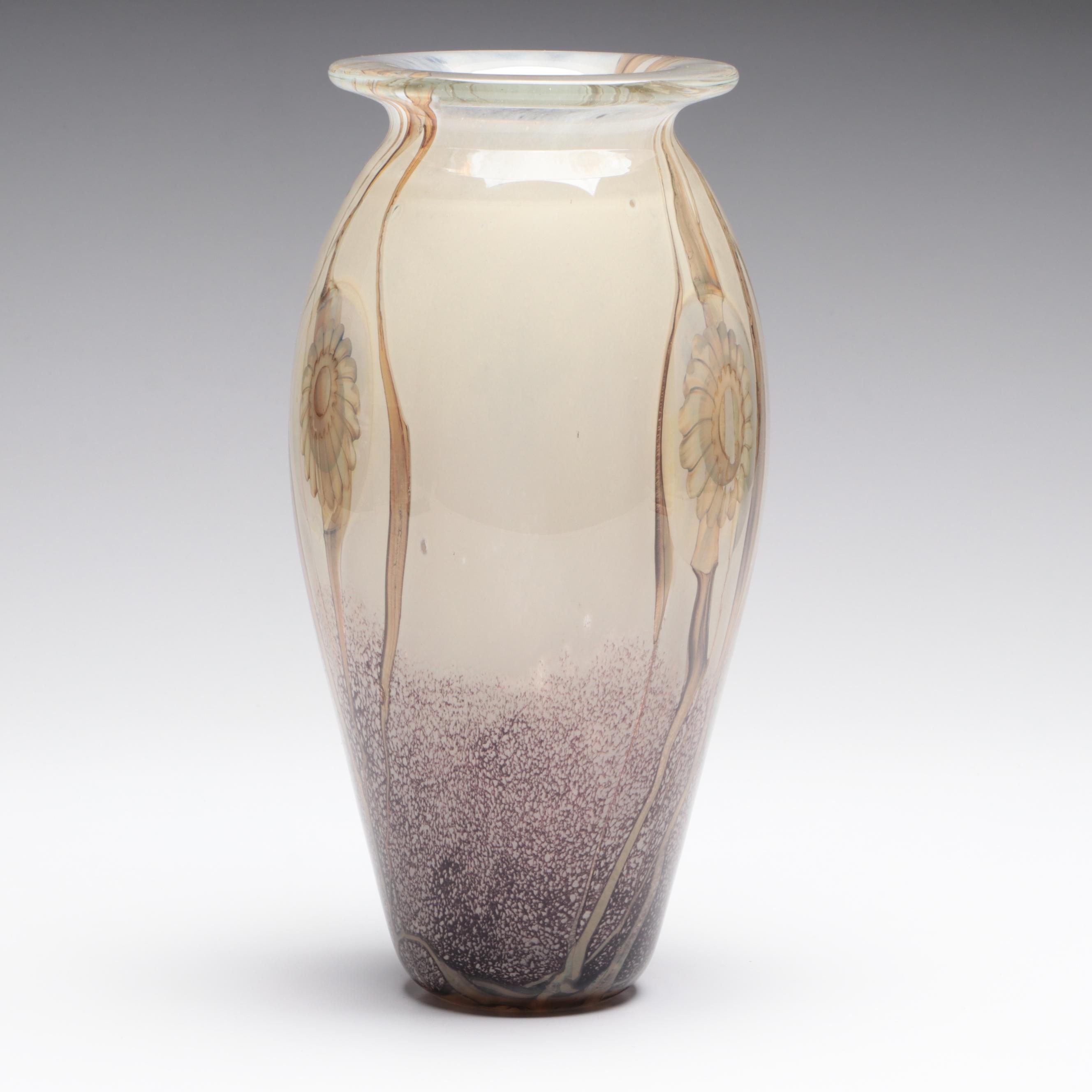 Signed Robert Eickholt Blown Art Glass Vase, 2004