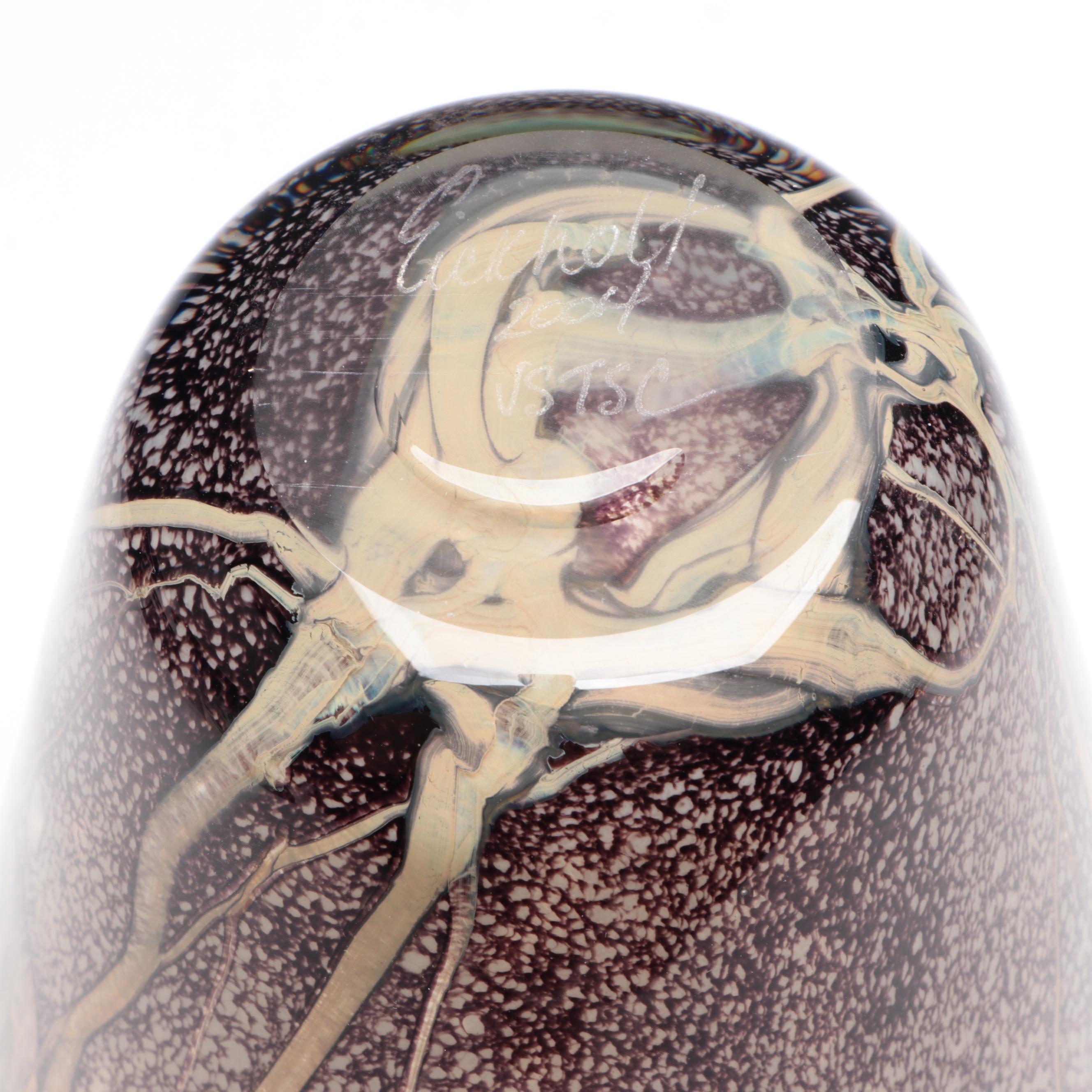 Signed Robert Eickholt Blown Art Glass Vase, 2004