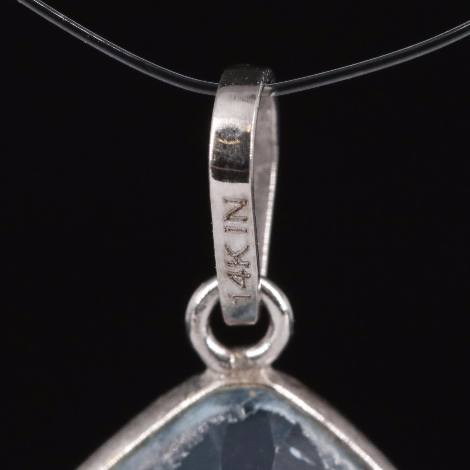 14K Blue Topaz Pendant