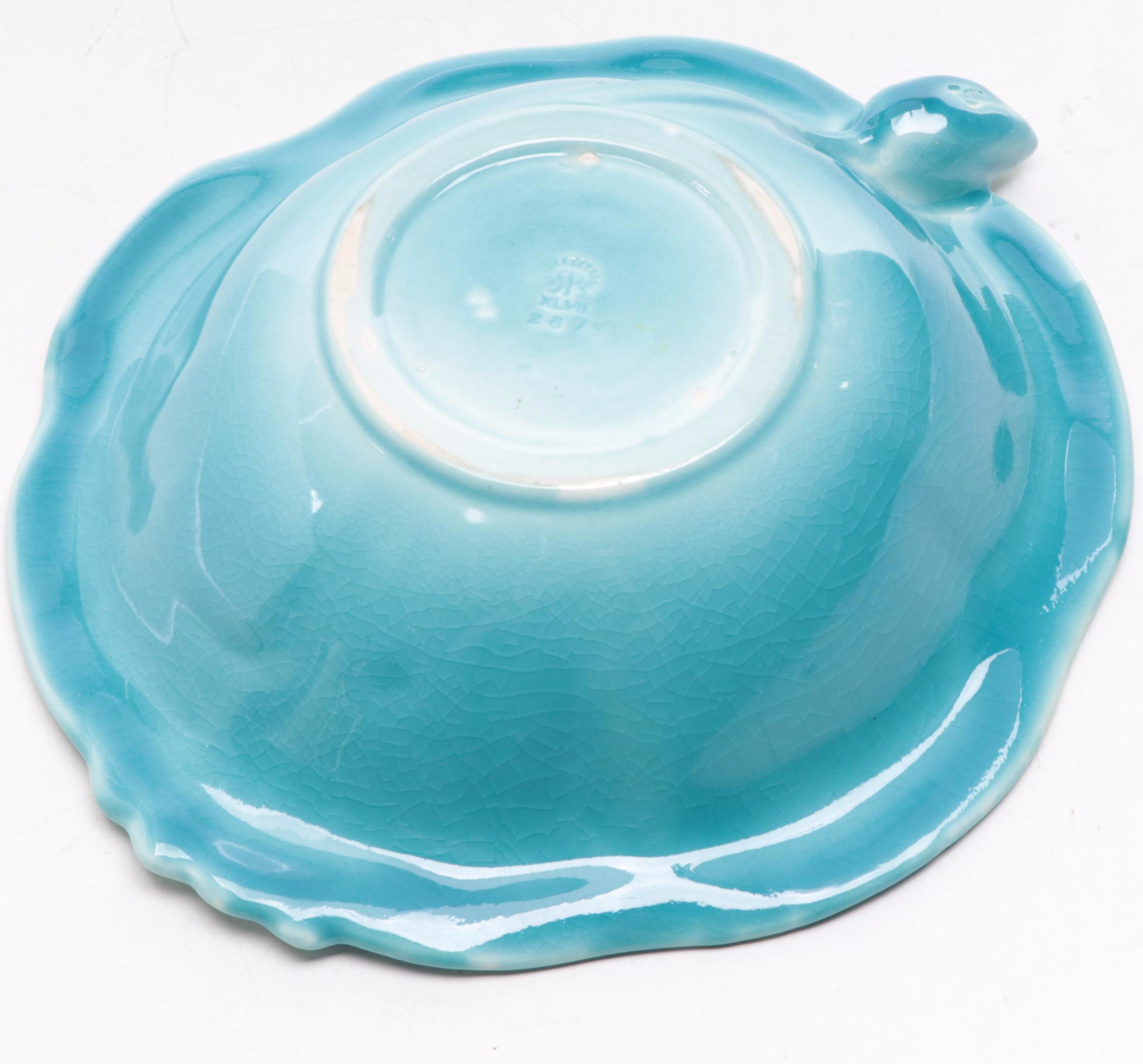Rookwood Pottery Turquoise Glazed Water Lily Bowl, 1947