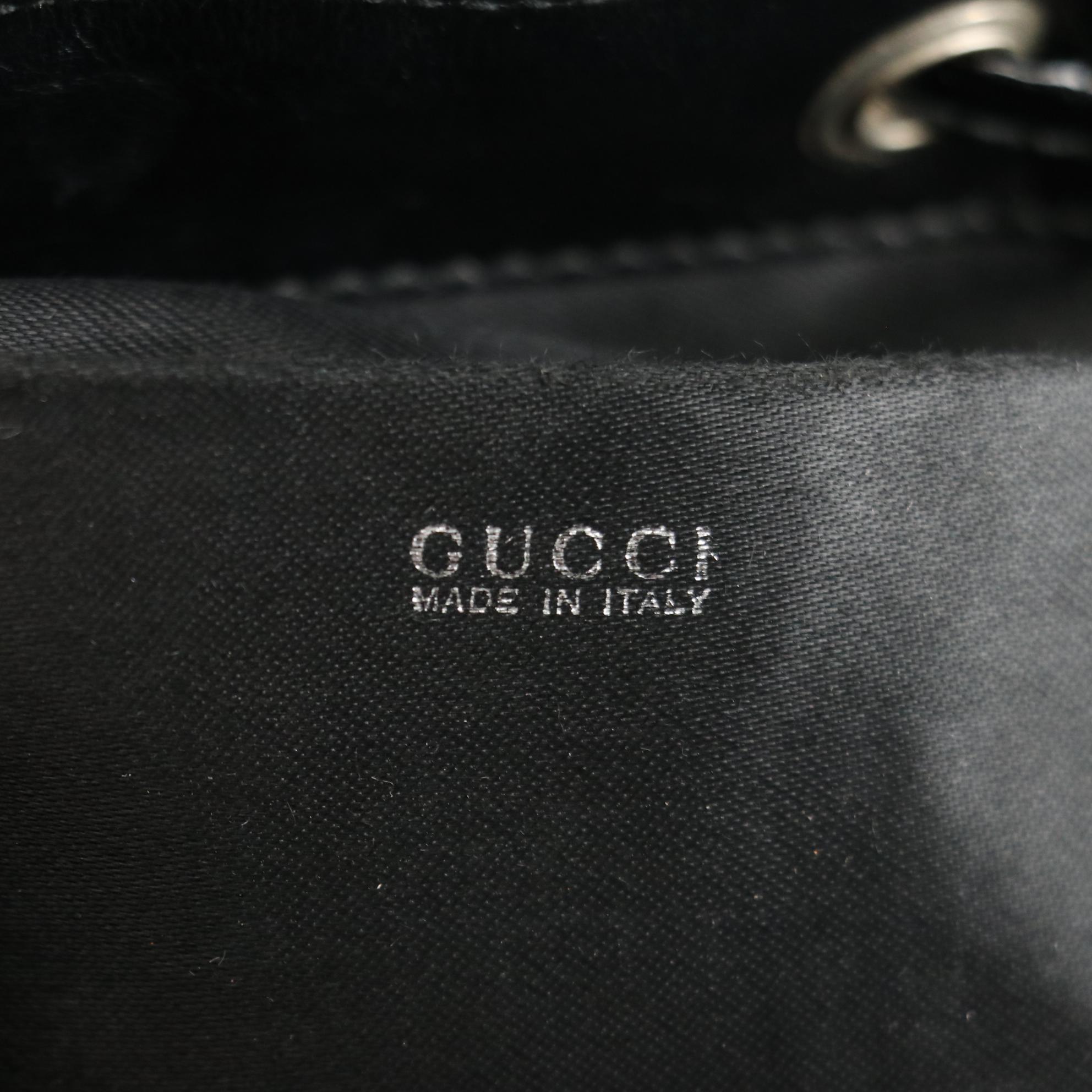 Gucci Small Bamboo Backpack in Black Patent Leather with Nylon Billfold Wallet