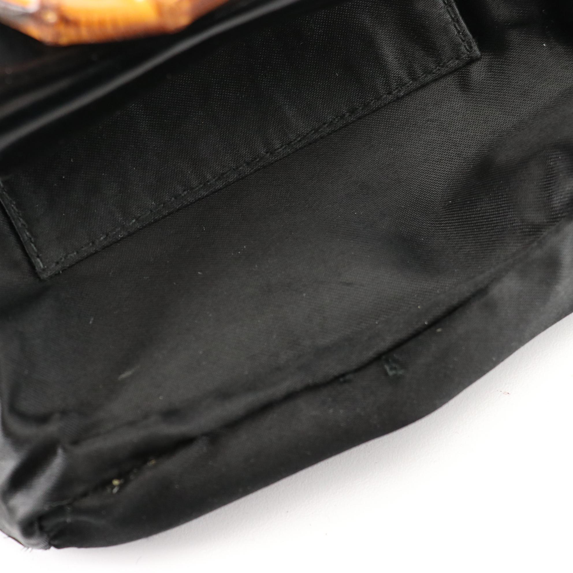 Gucci Small Bamboo Backpack in Black Patent Leather with Nylon Billfold Wallet