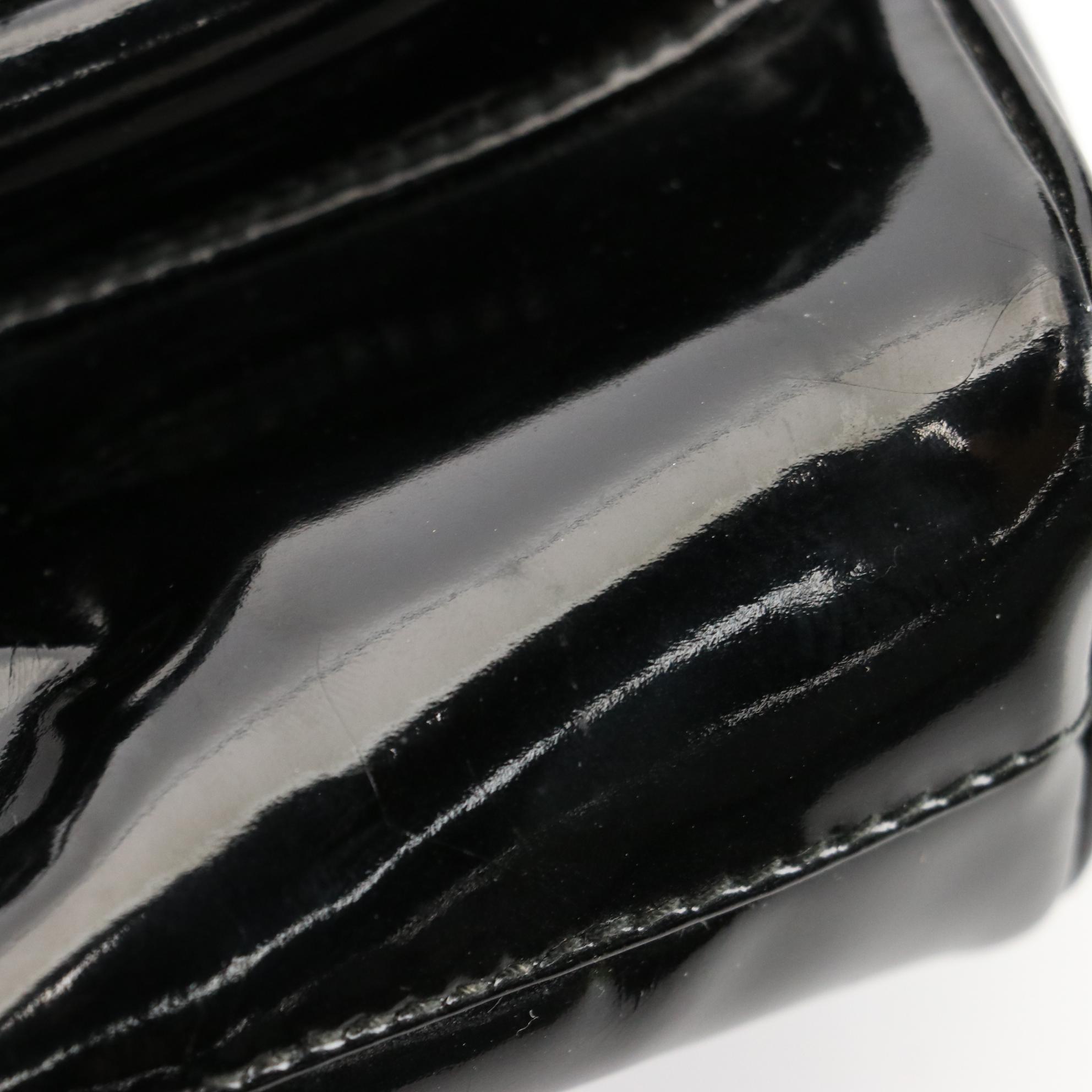 Gucci Small Bamboo Backpack in Black Patent Leather with Nylon Billfold Wallet