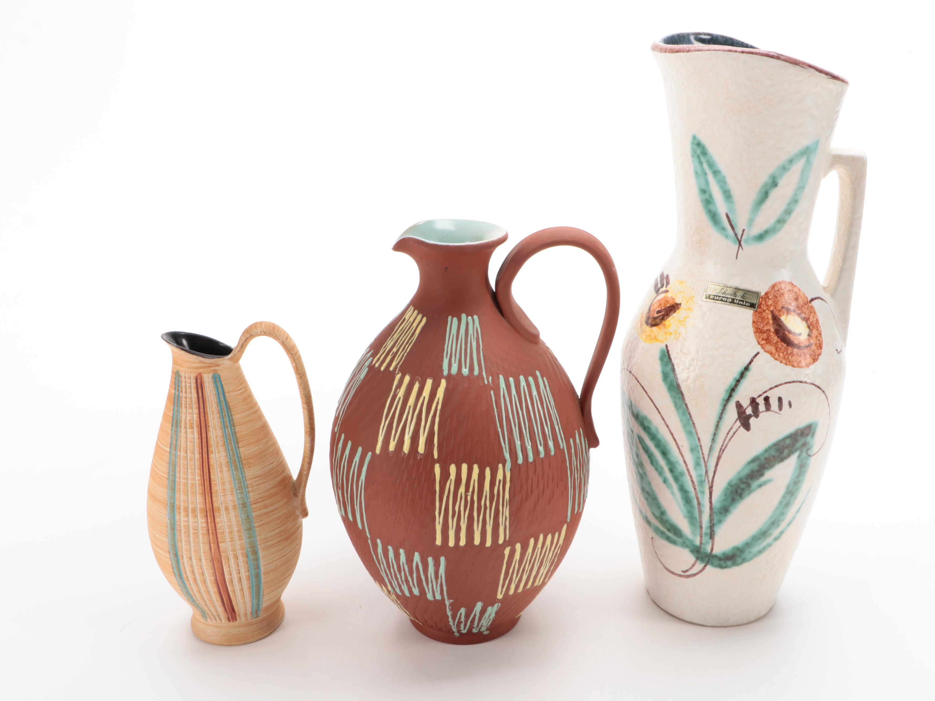 Scheurich Lava Glaze Flower Jug and Other West German Pottery
