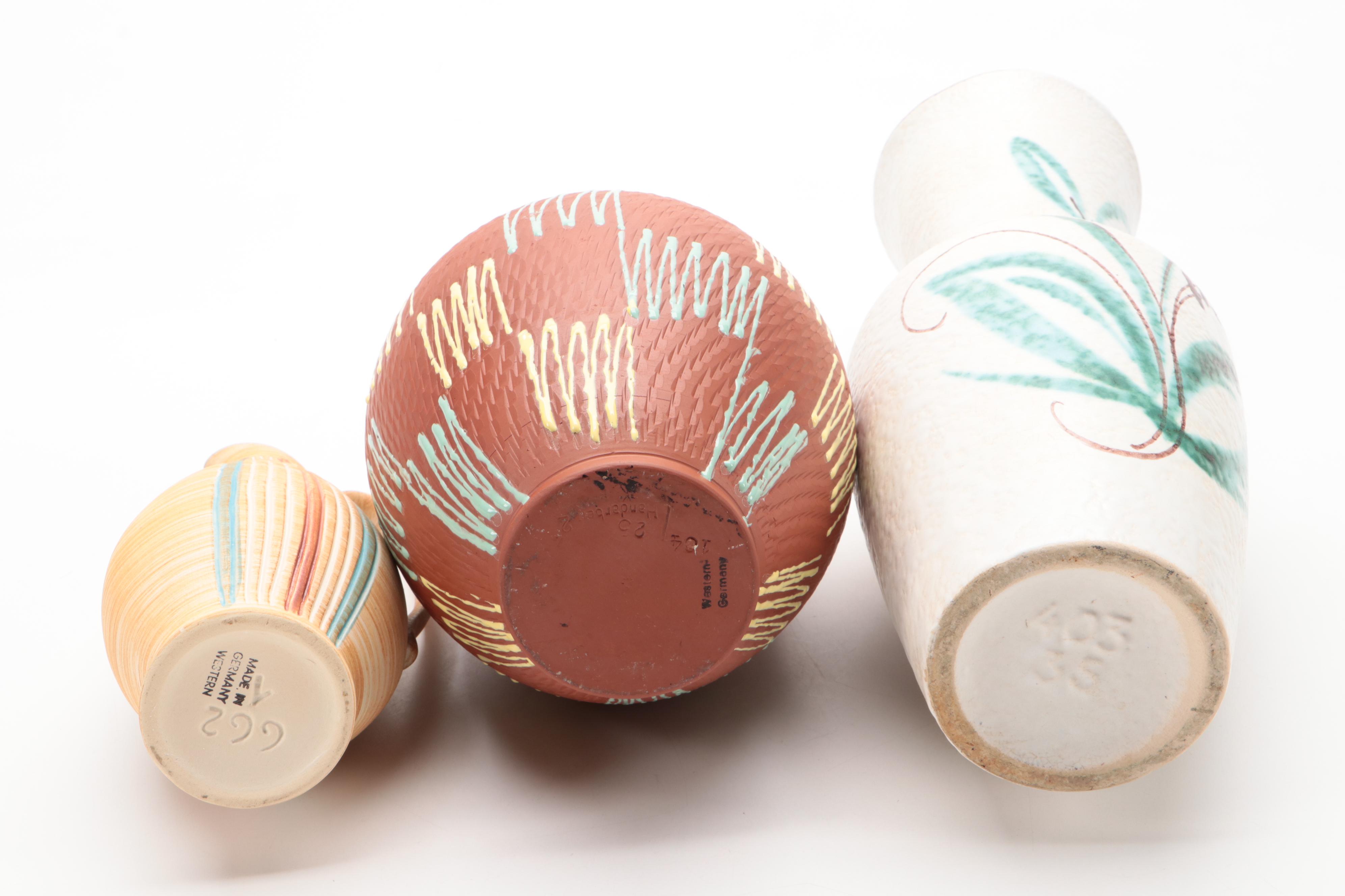 Scheurich Lava Glaze Flower Jug and Other West German Pottery