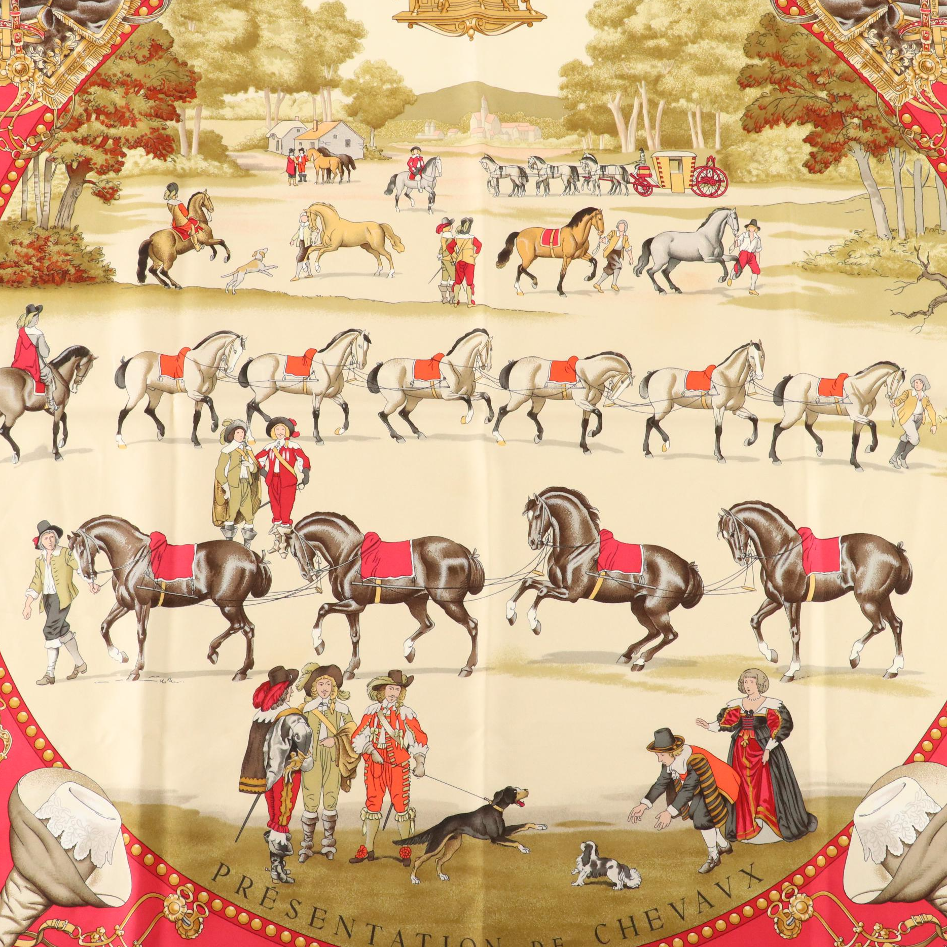 Hermès "Presentation des Chevaux" Scarf 90 in Silk Twill