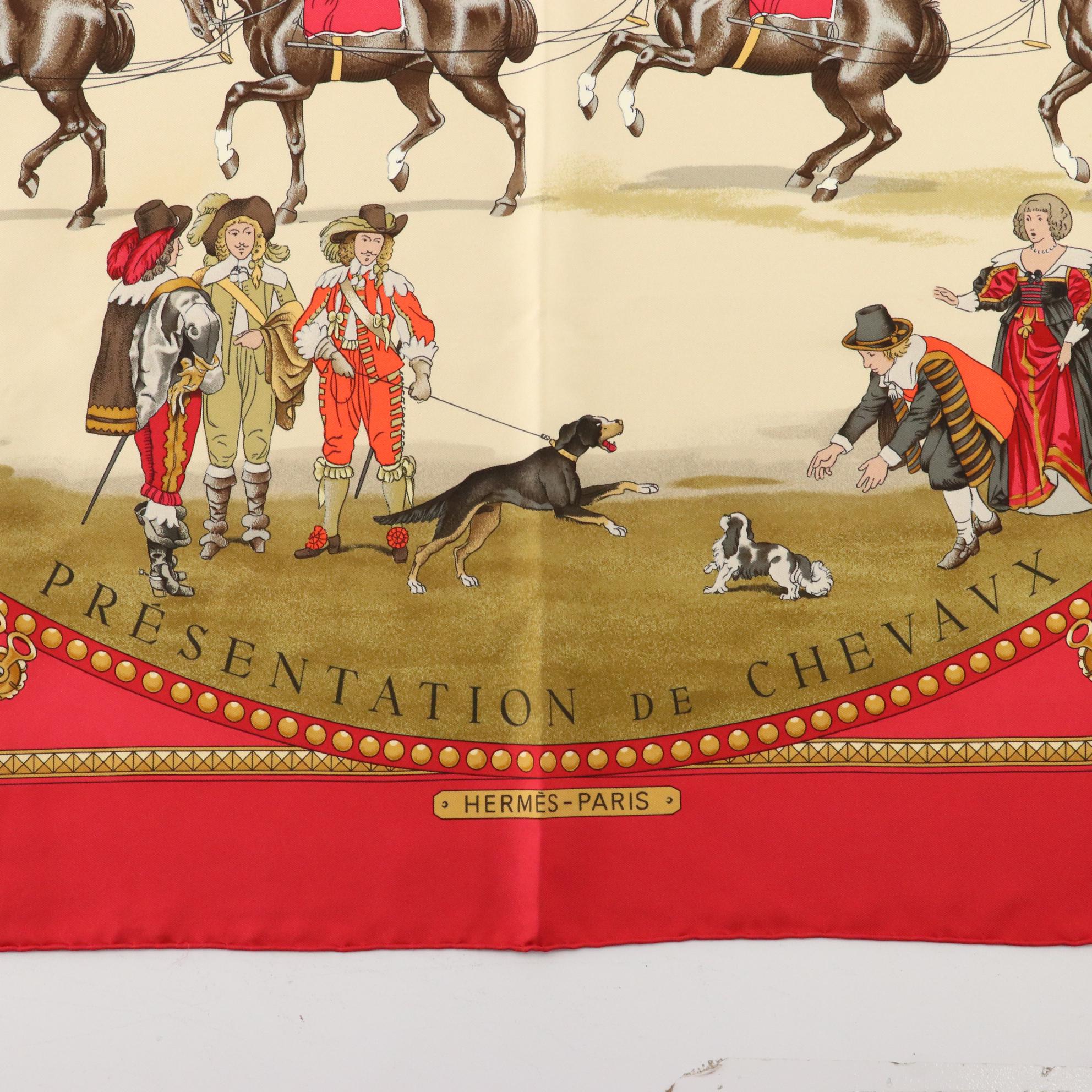 Hermès "Presentation des Chevaux" Scarf 90 in Silk Twill