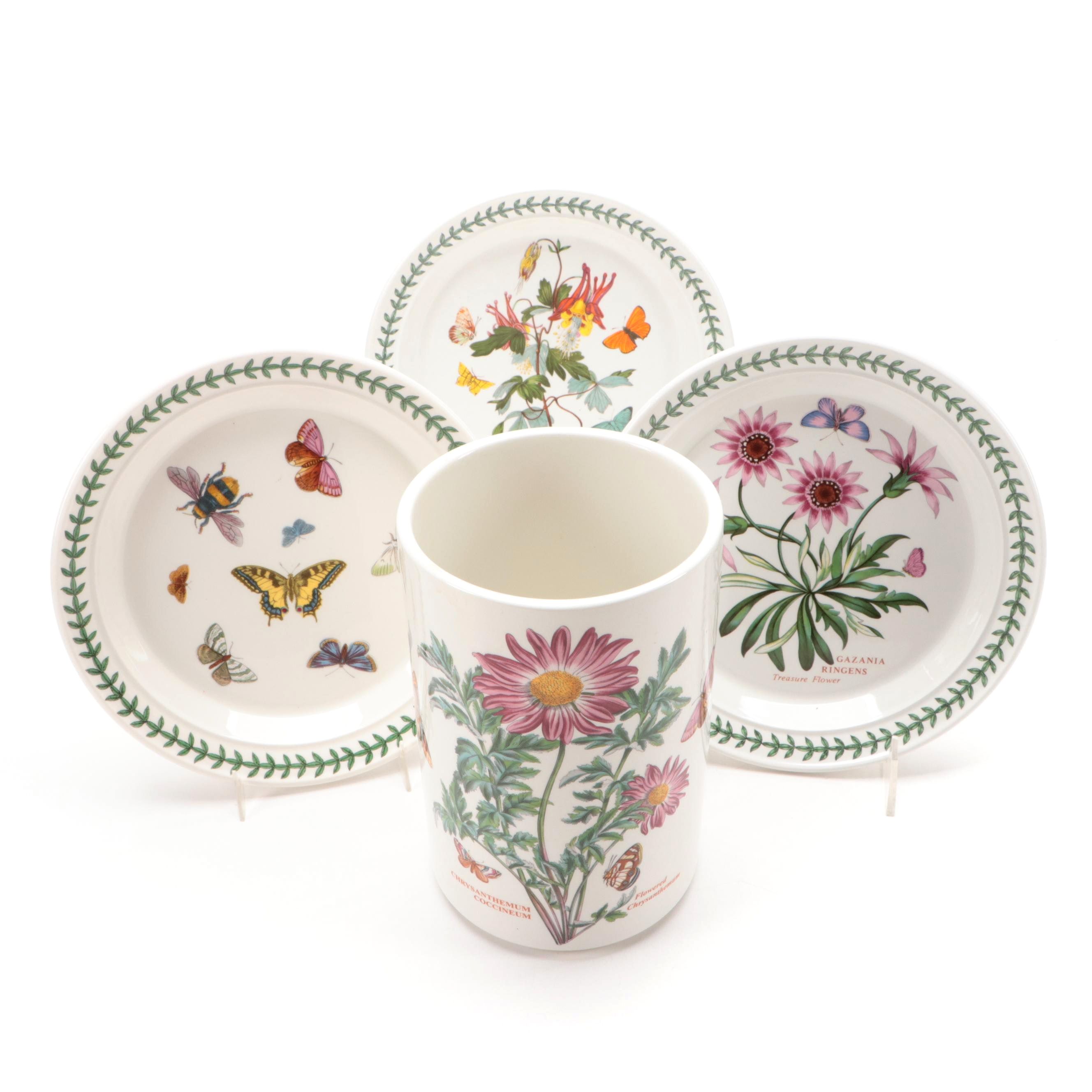 Portmeirion "Botanic Garden" Ceramic Salad Plates and Wine Cooler