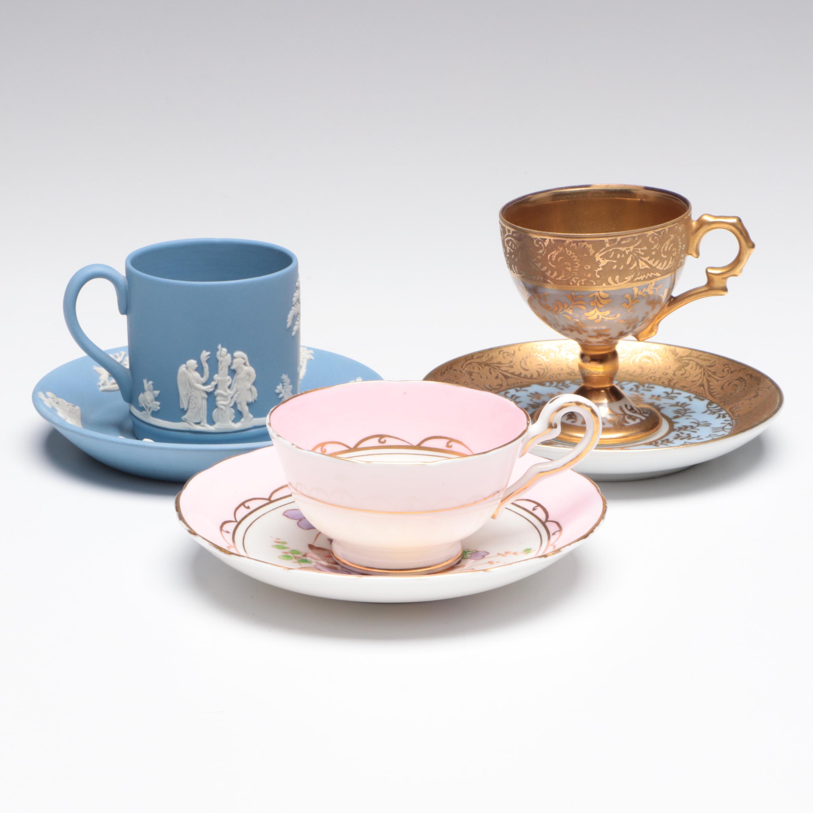 EAPG Compote with Nippon Vase and Other Tableware