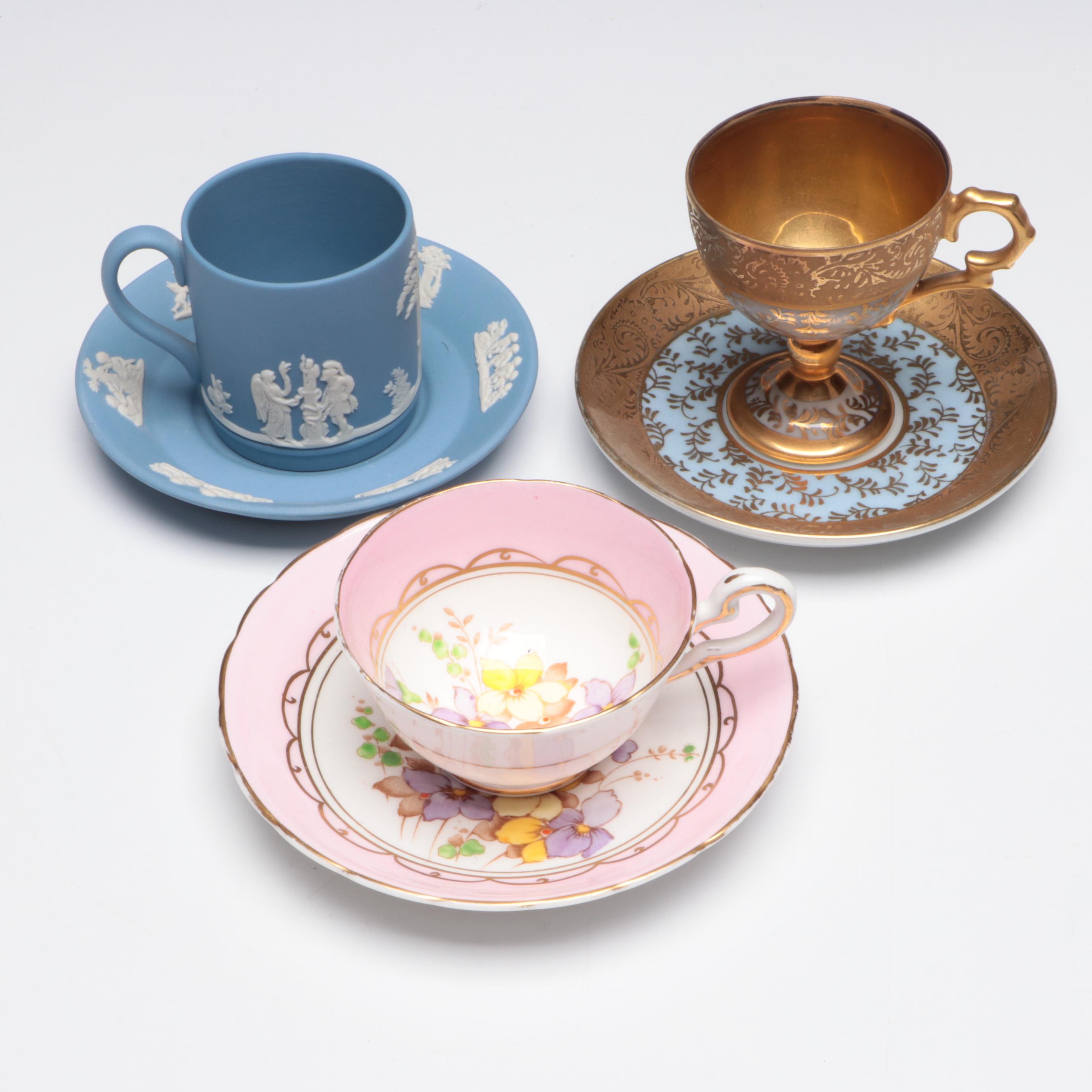 EAPG Compote with Nippon Vase and Other Tableware