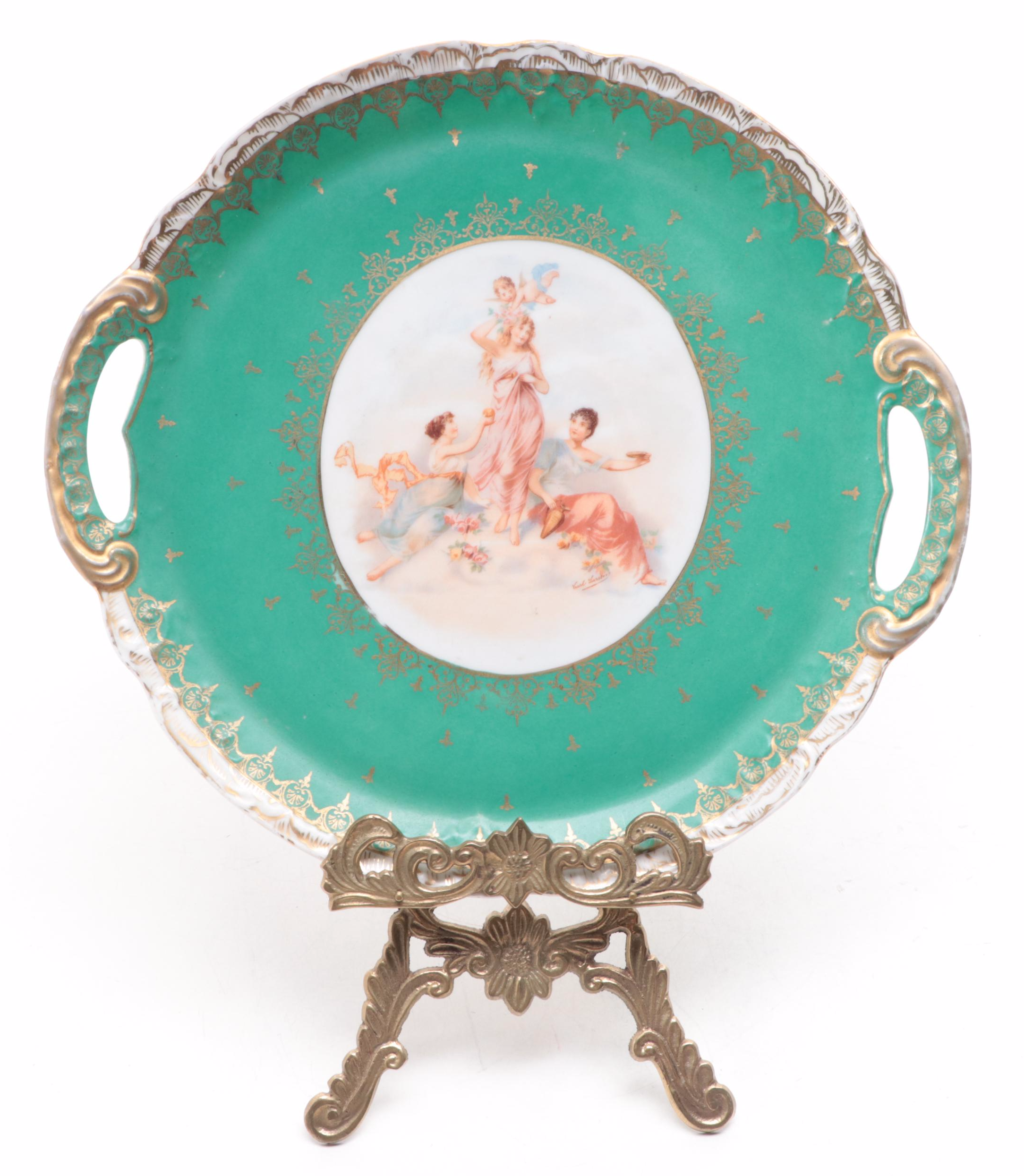 Victoria Austrian Porcelain Tea Set and Platter, Early to Mid-20th Century