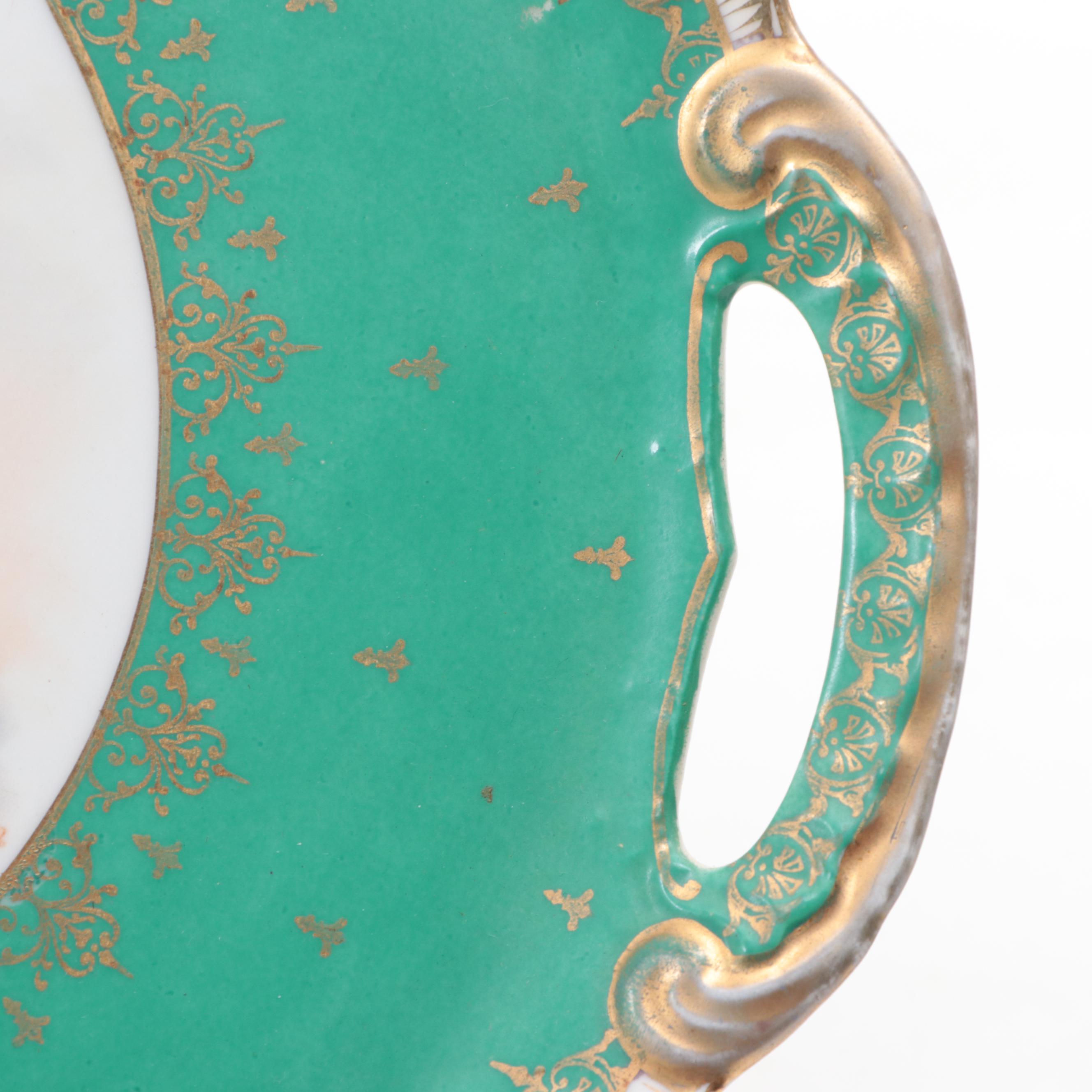 Victoria Austrian Porcelain Tea Set and Platter, Early to Mid-20th Century