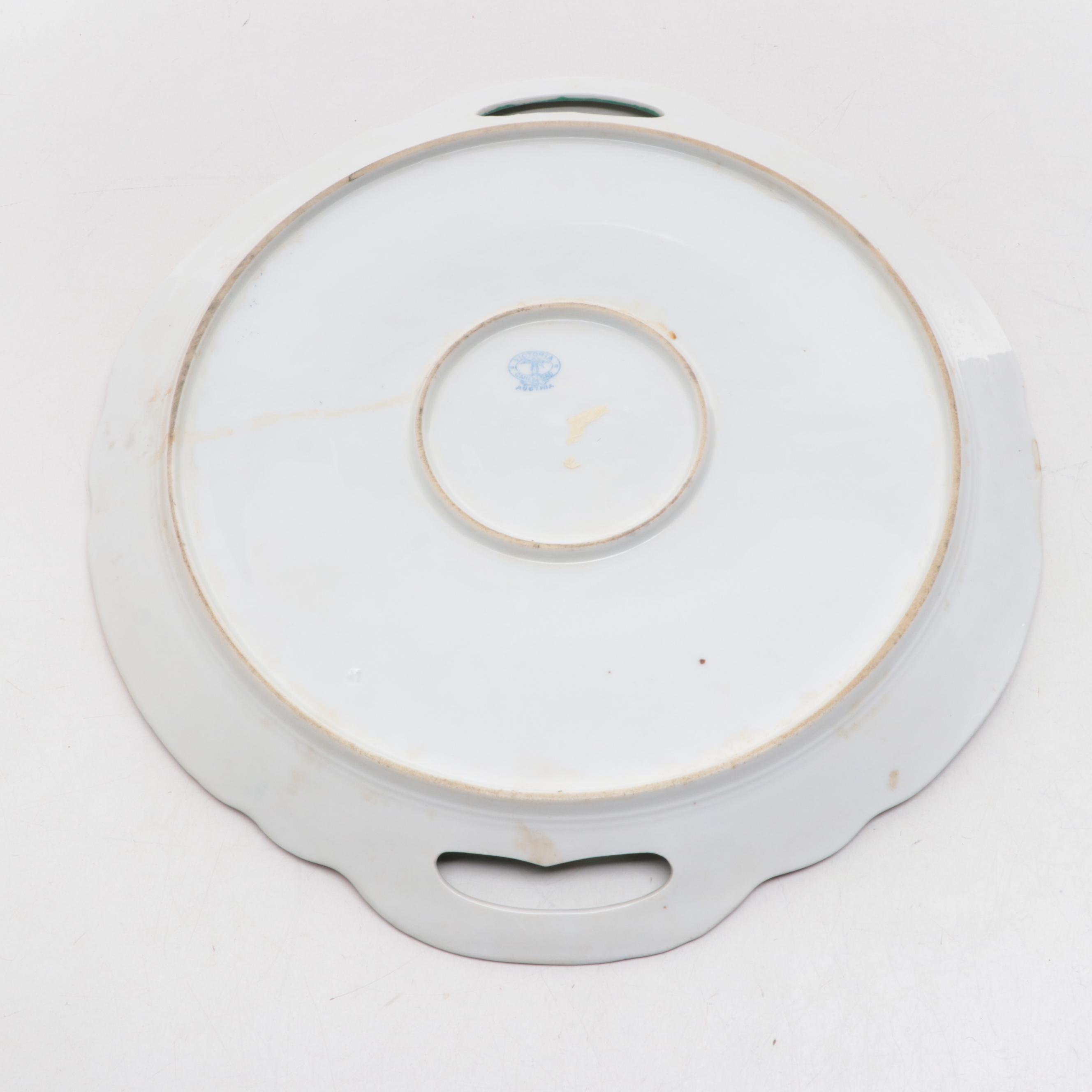 Victoria Austrian Porcelain Tea Set and Platter, Early to Mid-20th Century