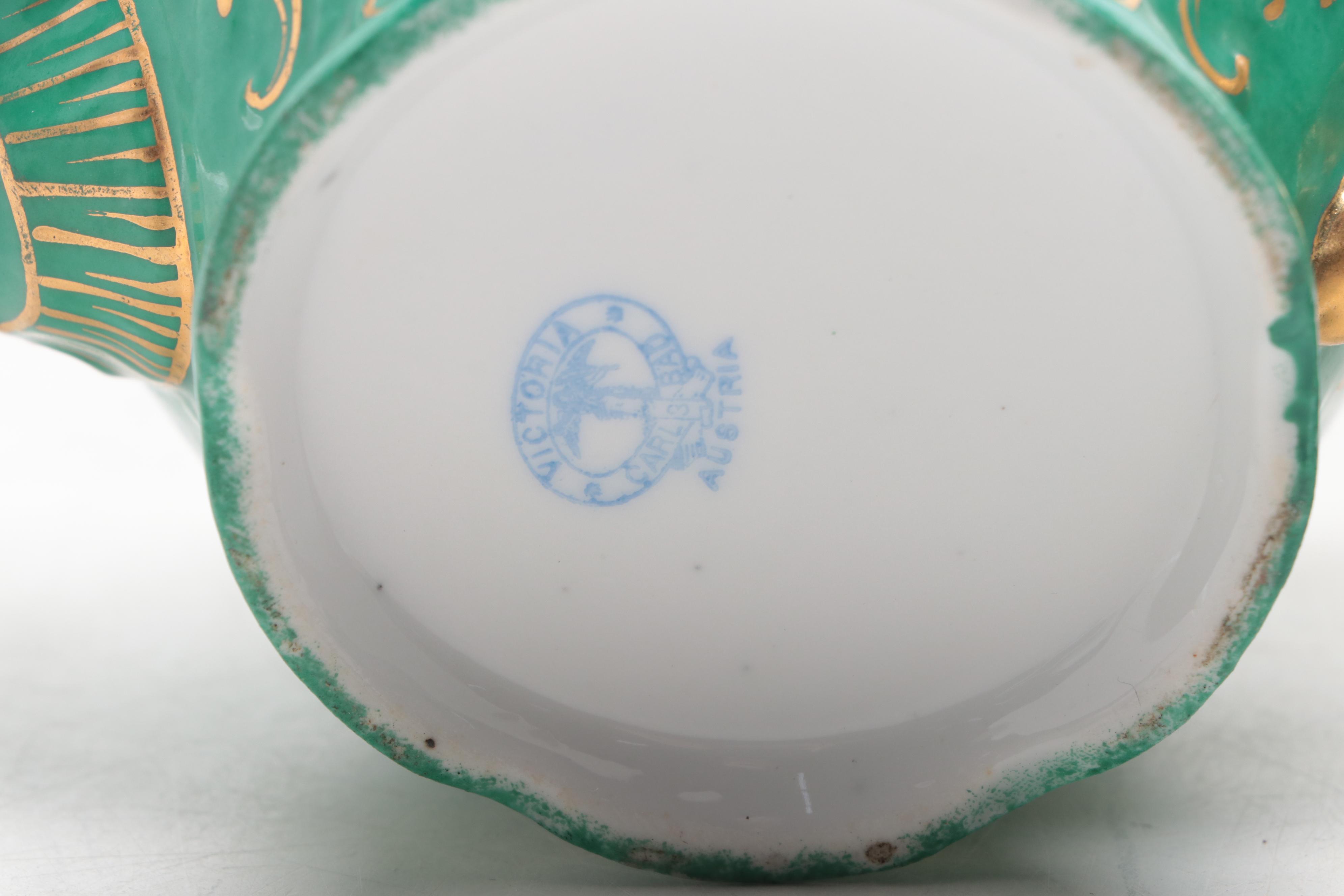 Victoria Austrian Porcelain Tea Set and Platter, Early to Mid-20th Century